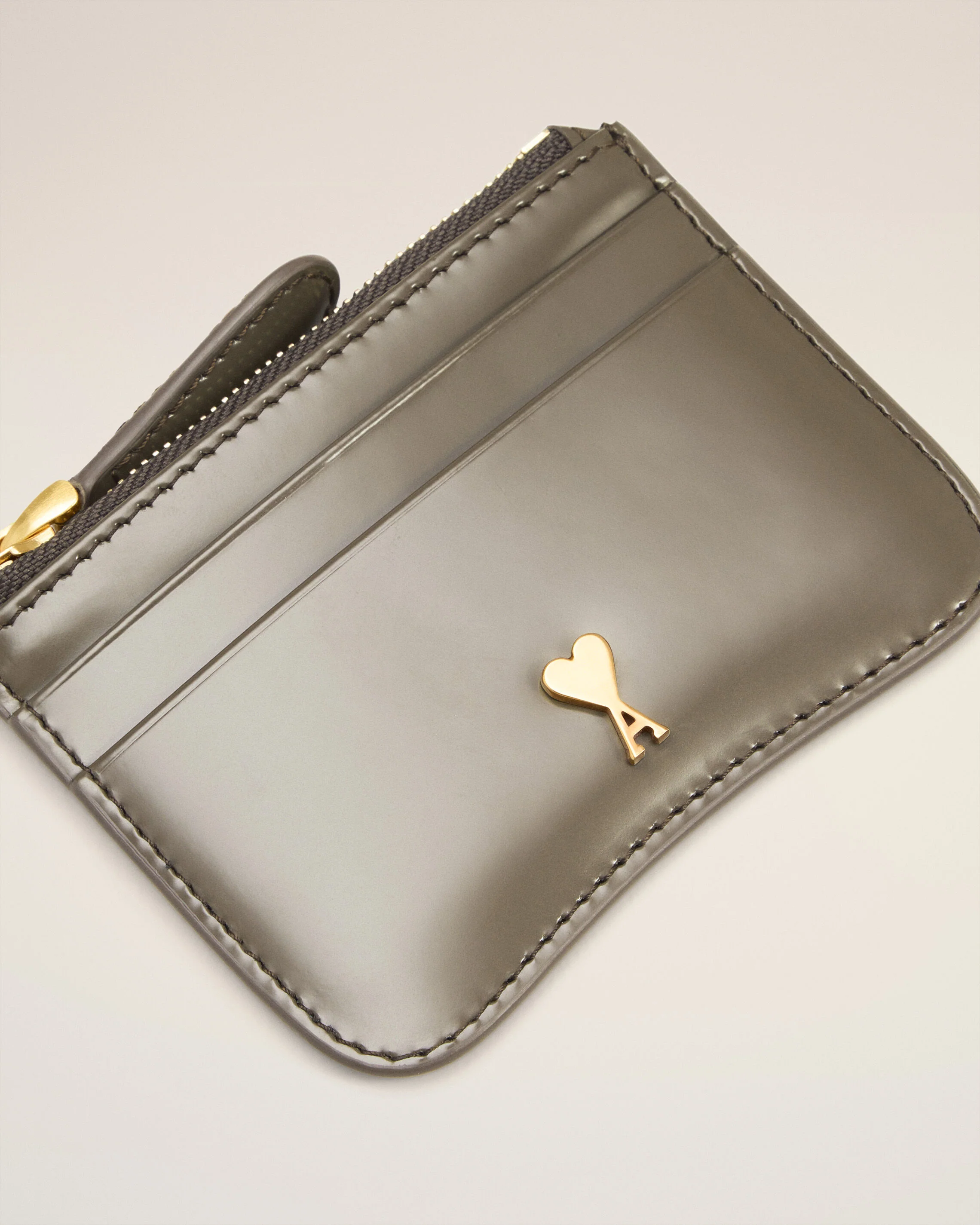 Porte Cartes Gris Zippé Paris Paris En Cuir Glacé - Image 3
