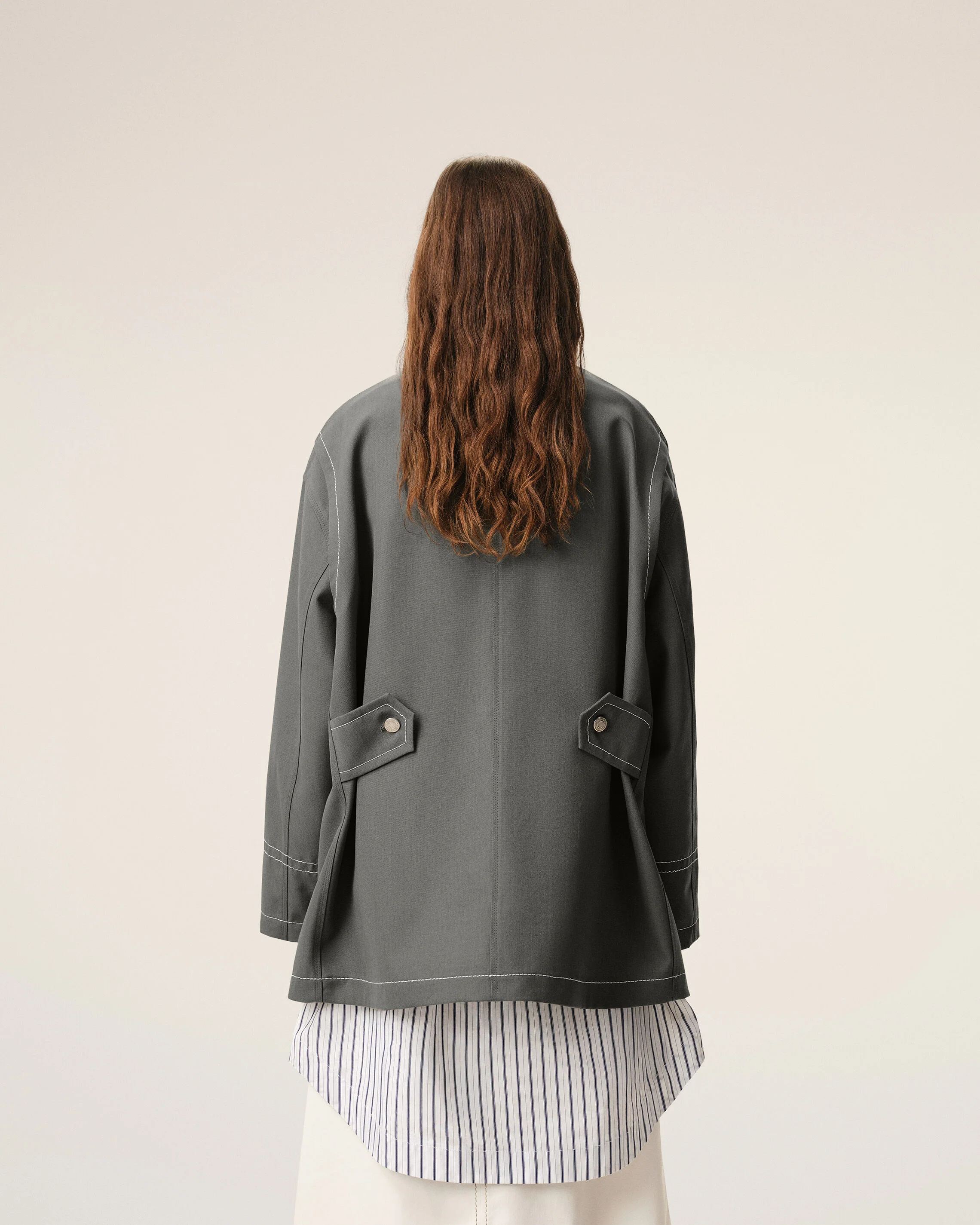 Veste Grise Worker en Laine Vierge - Image 11