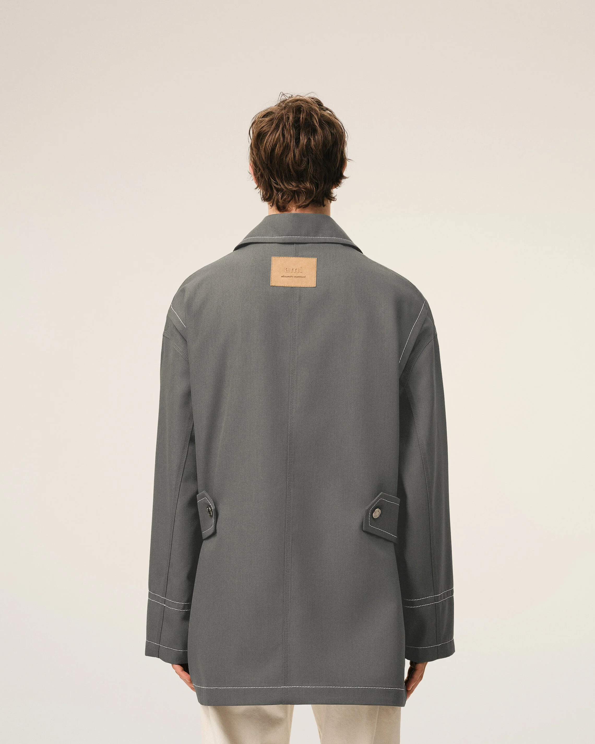 Veste Grise Worker en Laine Vierge - Image 5