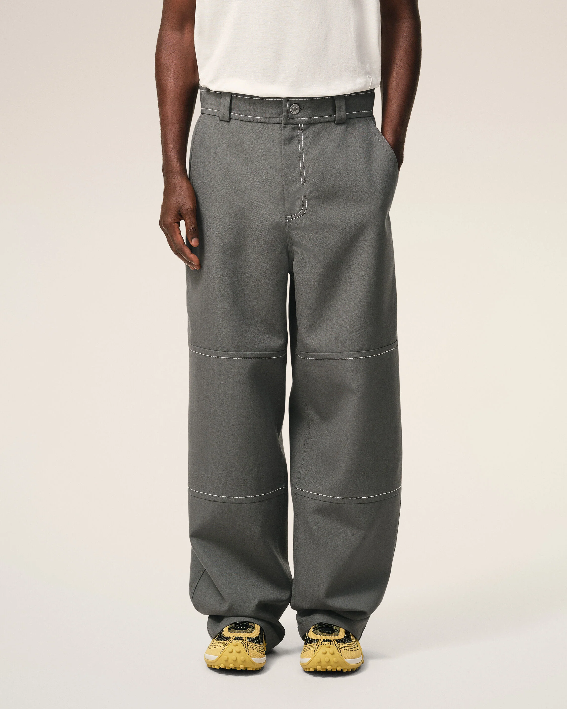 Pantalon Worker Gris en Laine Vierge - Image 3