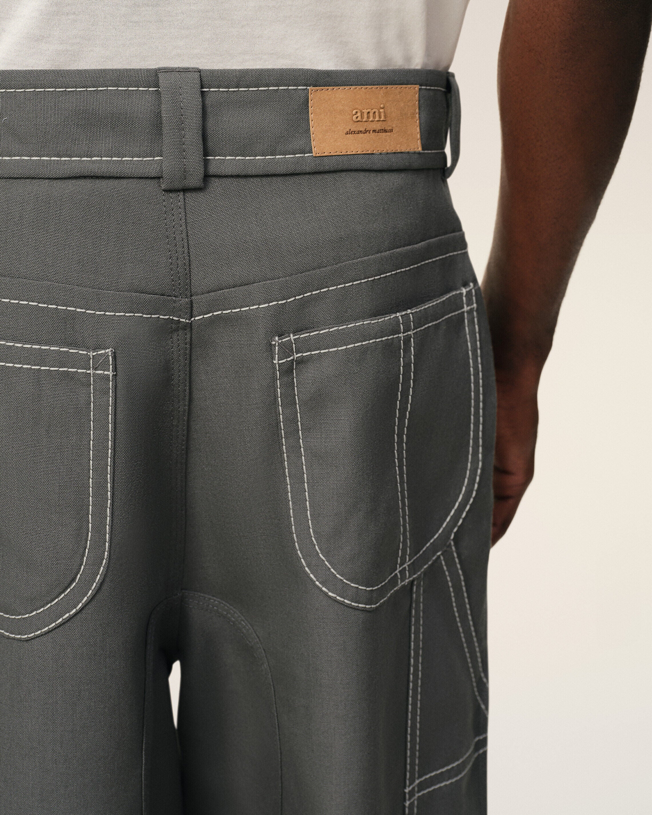 Pantalon Worker Gris en Laine Vierge - Image 5