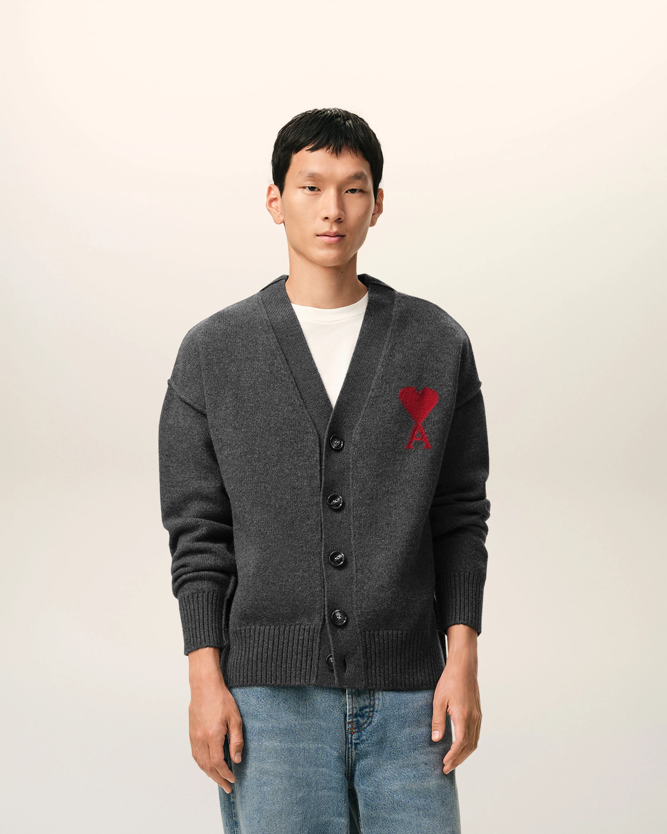 Cardigan gris en laine Ami de Coeur - Image 2