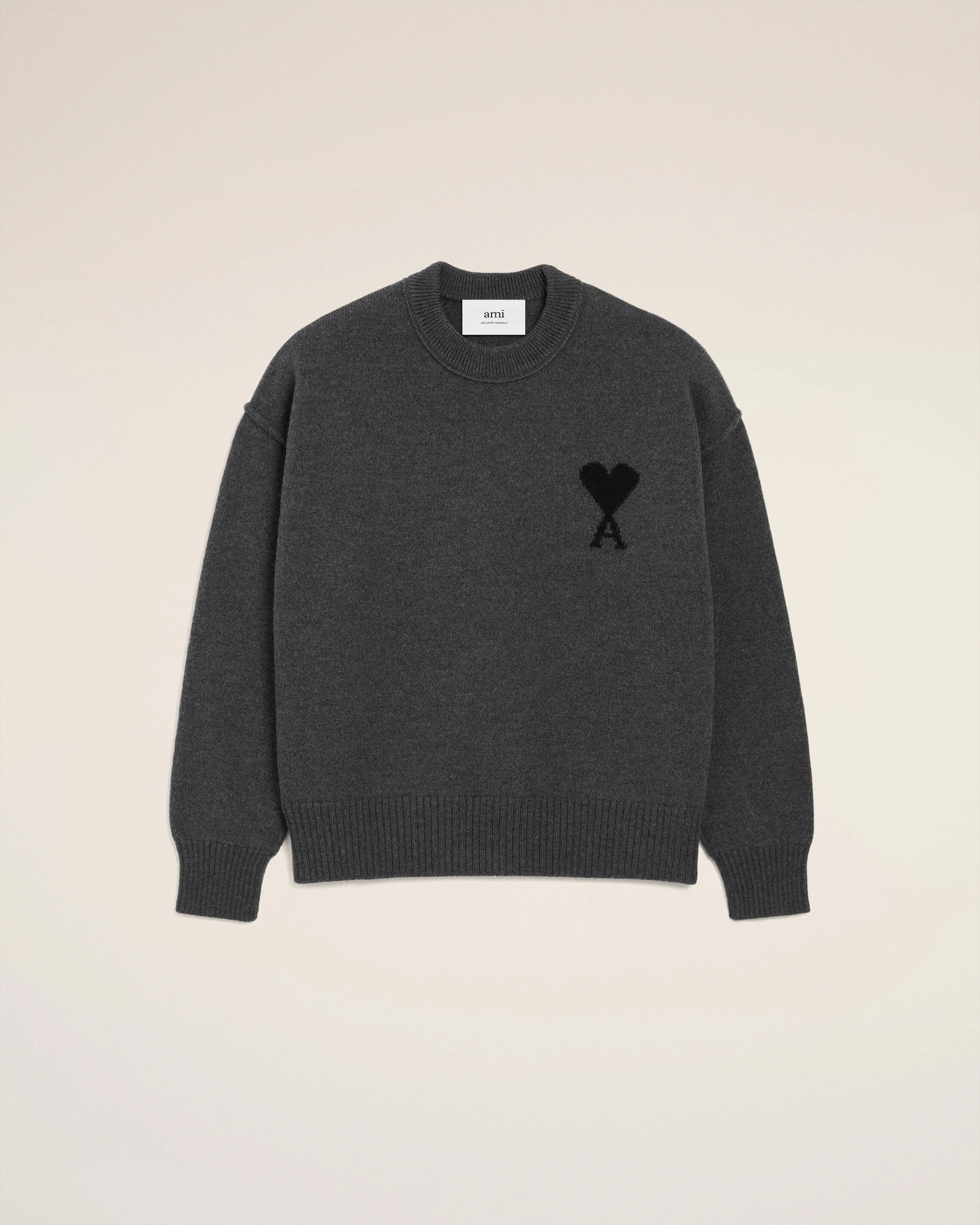 Pull Gris Col Rond Ami De Coeur En Laine - Image 7