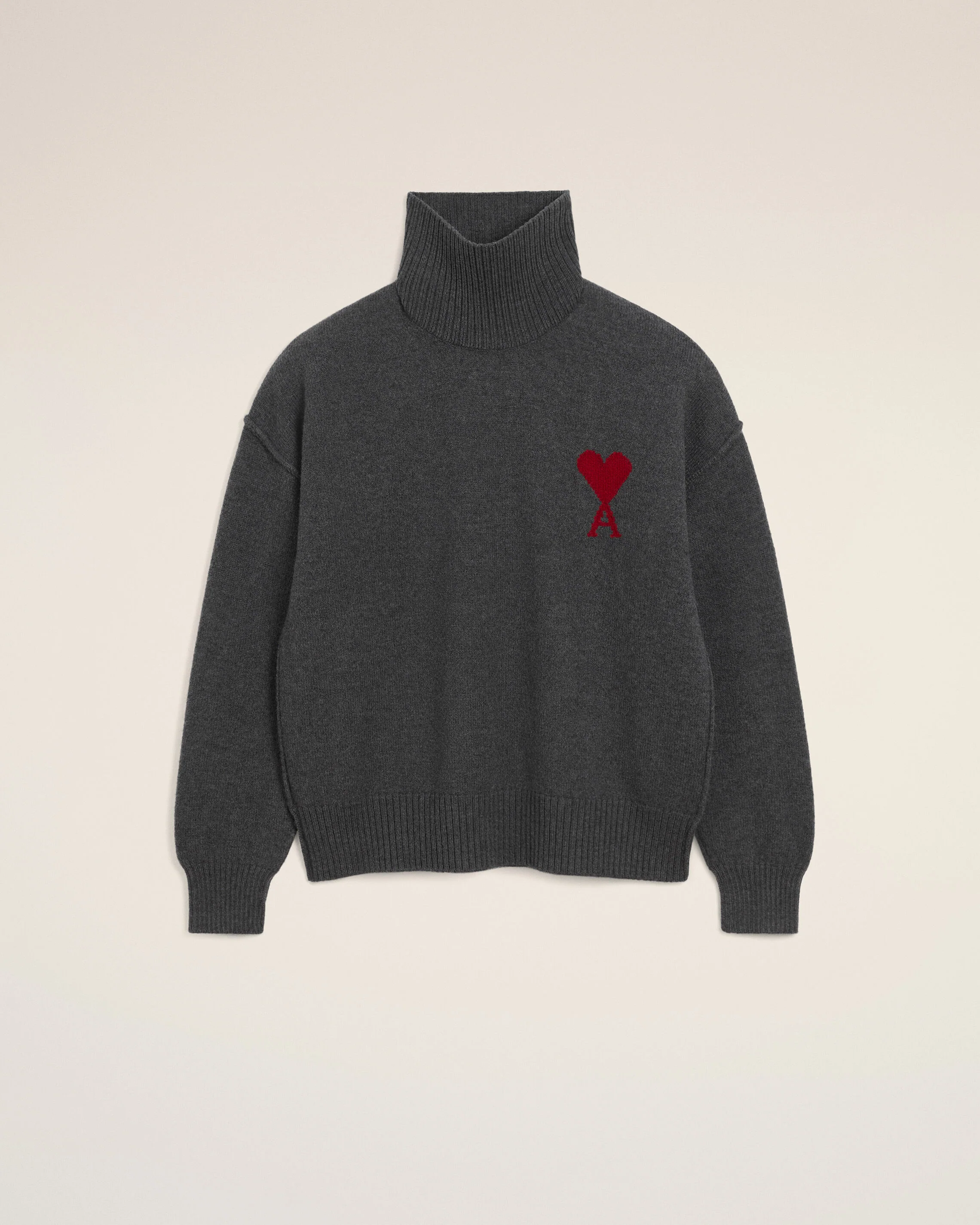 Pull gris Col Cheminée en laine Ami De Coeur