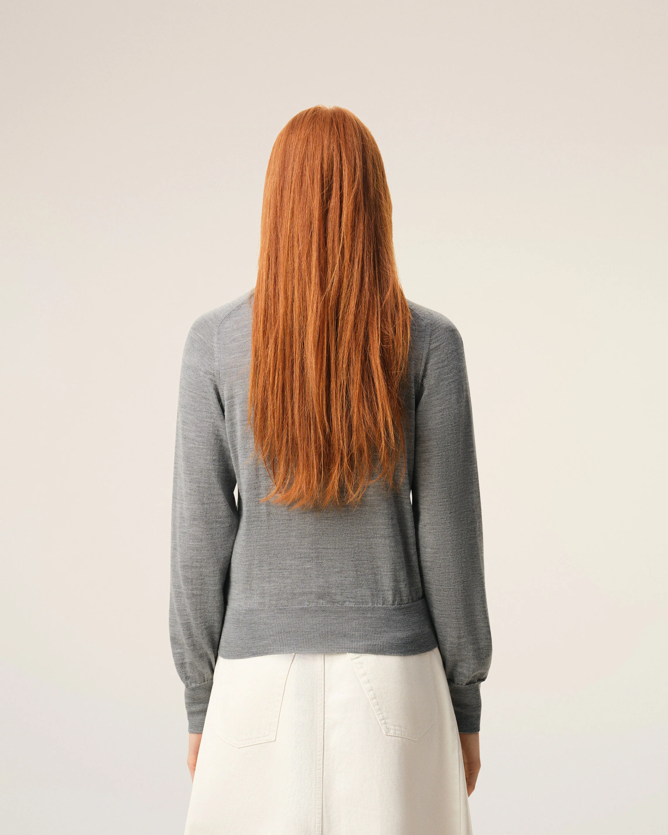 Cardigan Gris Col Rond Ami De Coeur en Laine - Image 5