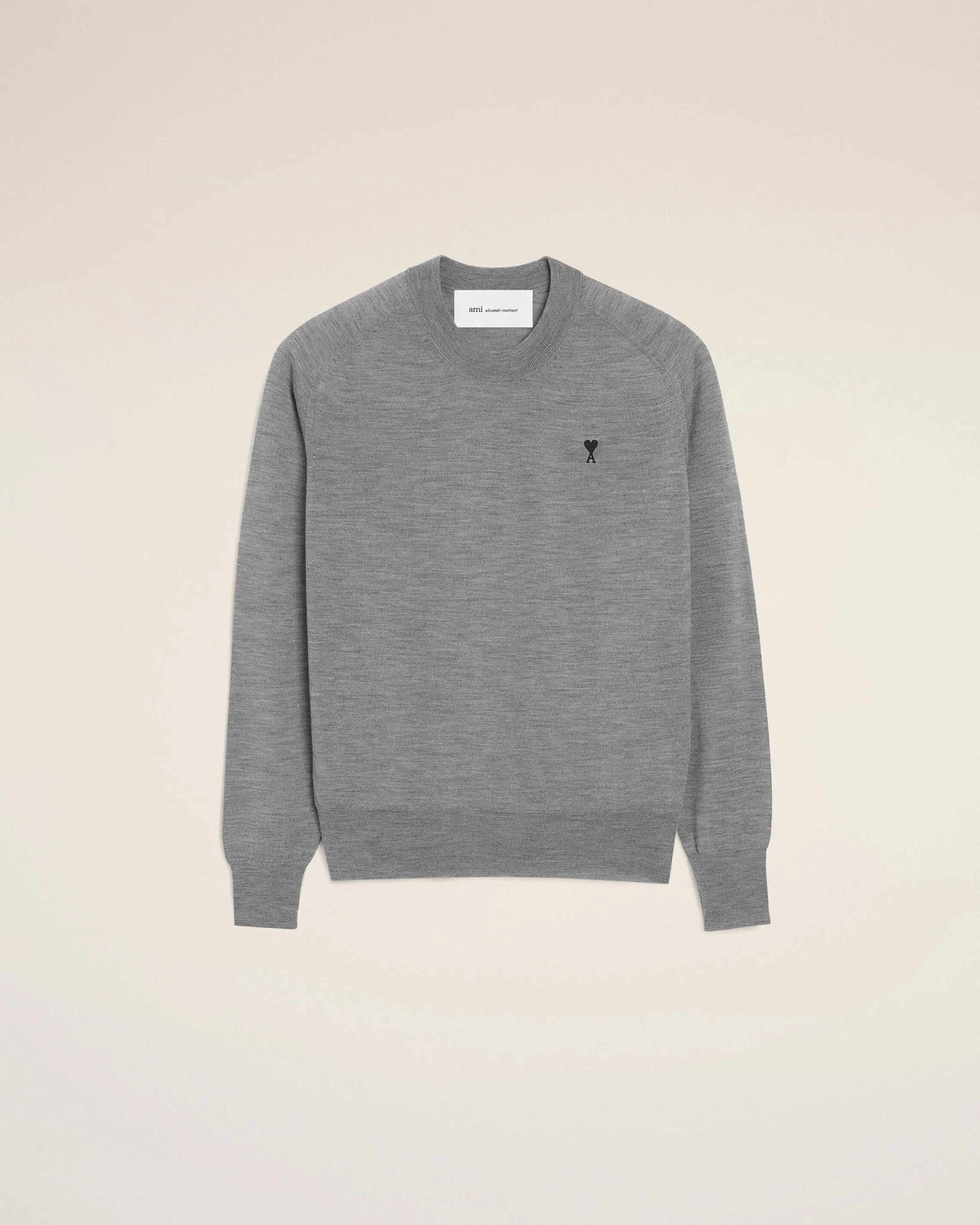 Pull Gris Col Rond Ami De Coeur en Laine