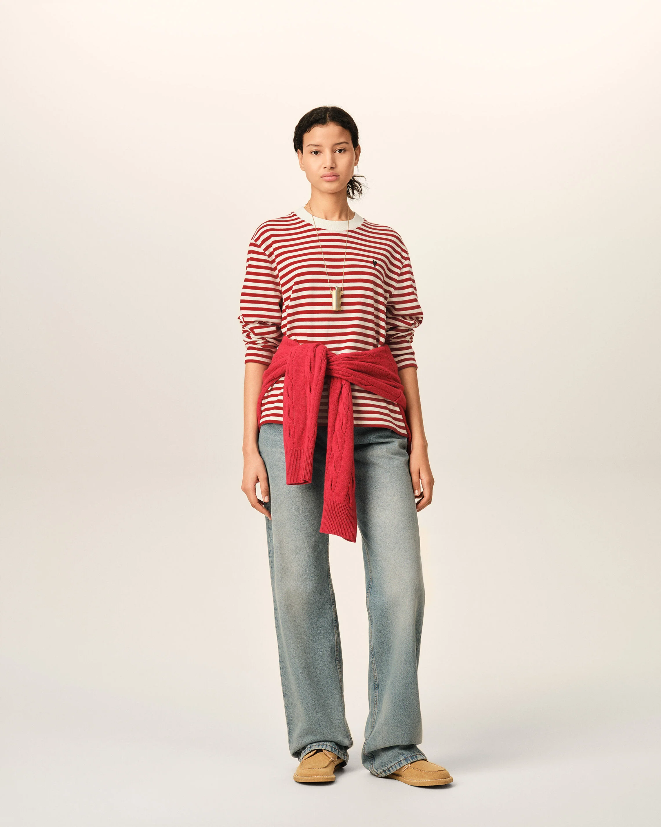 T-shirt marinière rouge et blanc en coton Ami de Coeur - Image 10