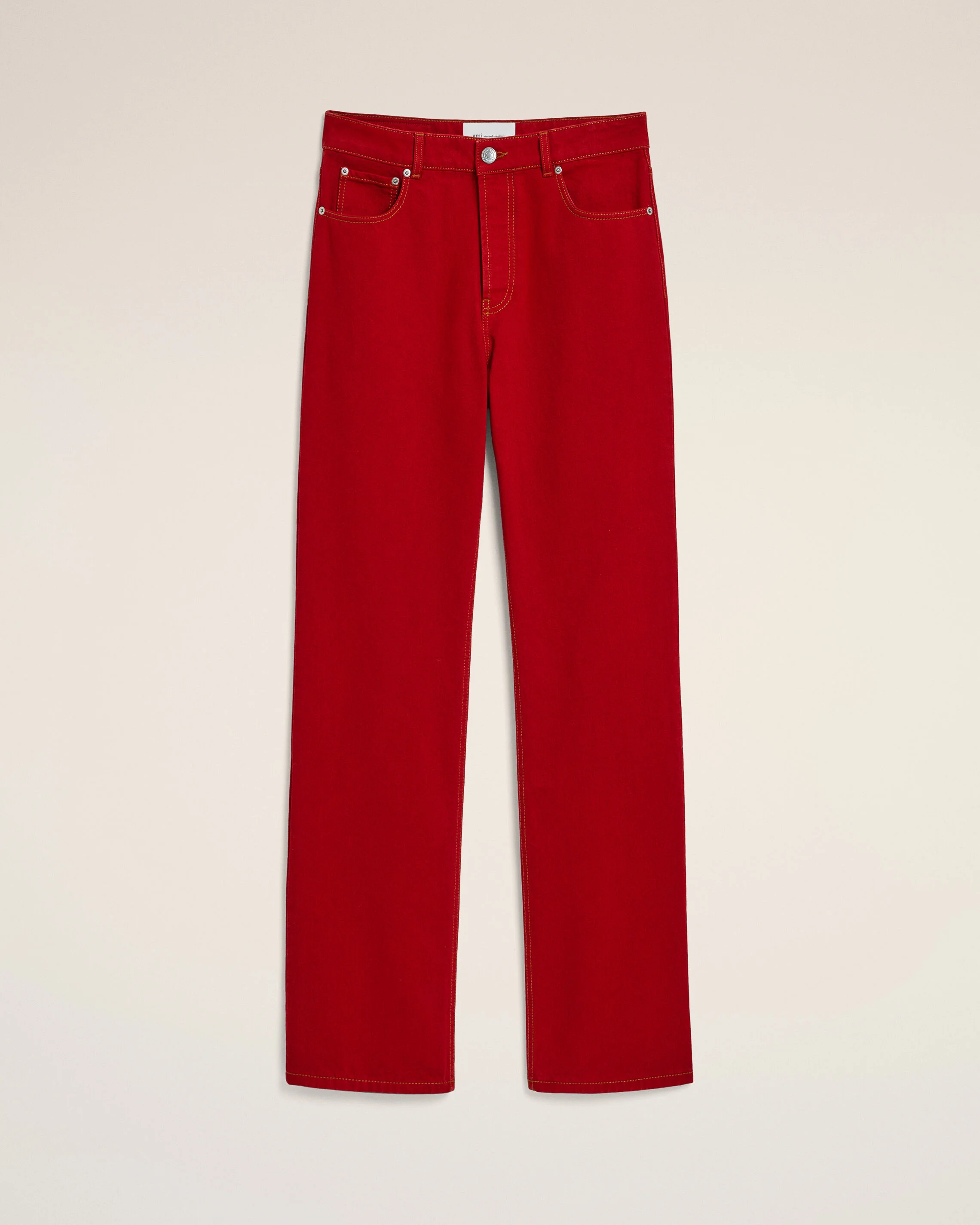 Jean rouge coupe large en coton