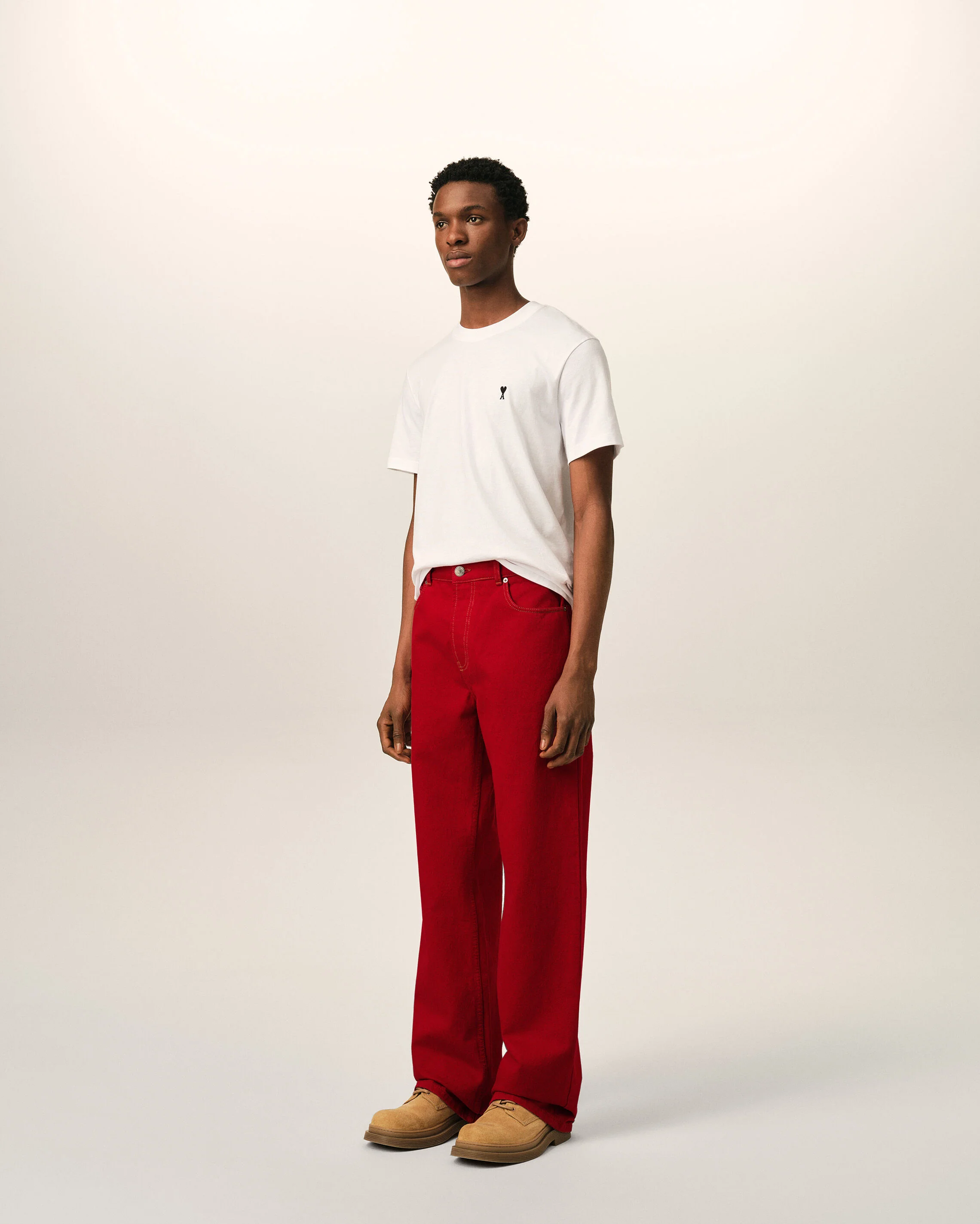 Jean rouge coupe large en coton - Image 6