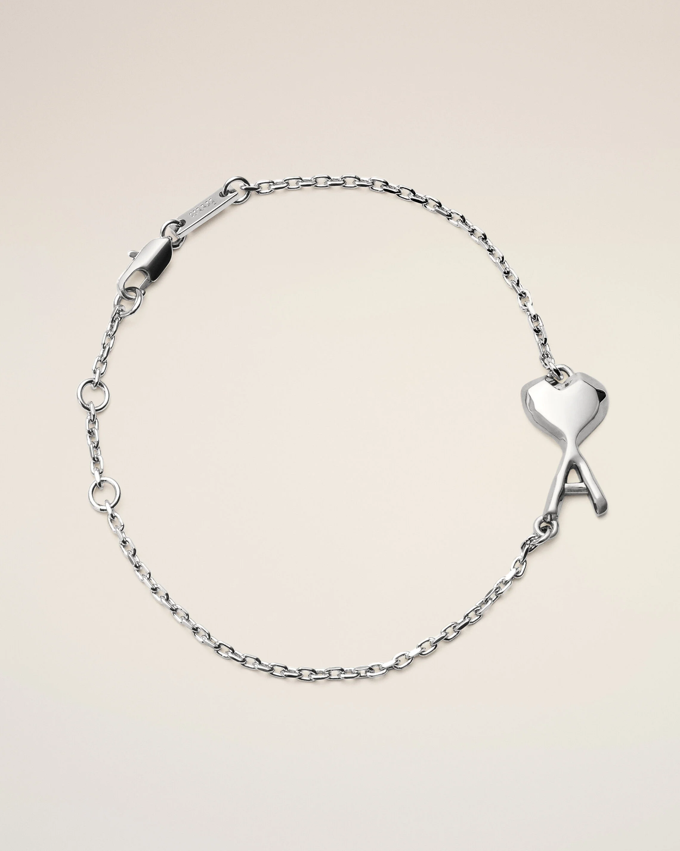 Bracelet argenté en laiton Ami de Coeur martelé - Image 4