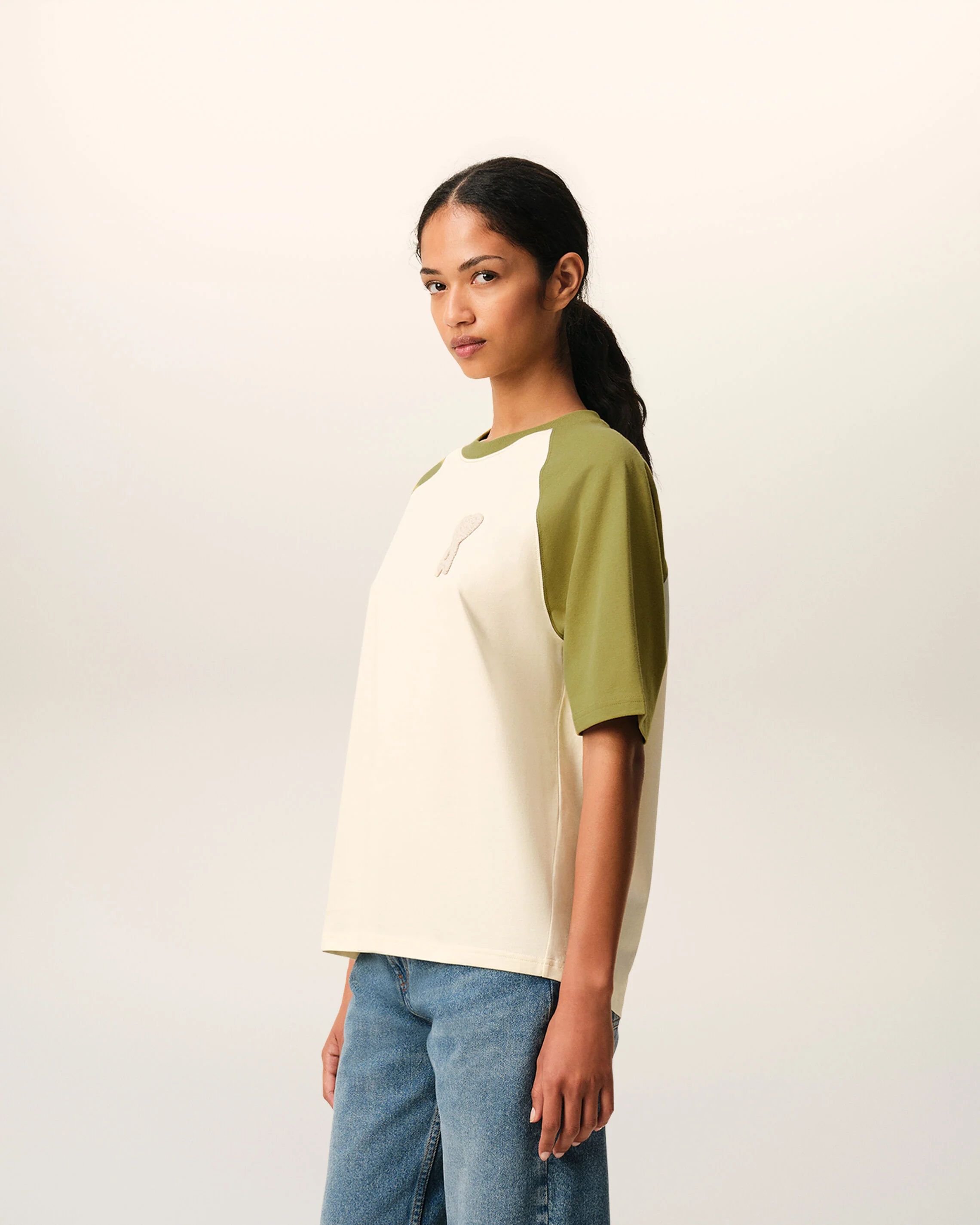 T-shirt Blanc Et Vert Ami De Coeur En Crochet en Coton - Image 12
