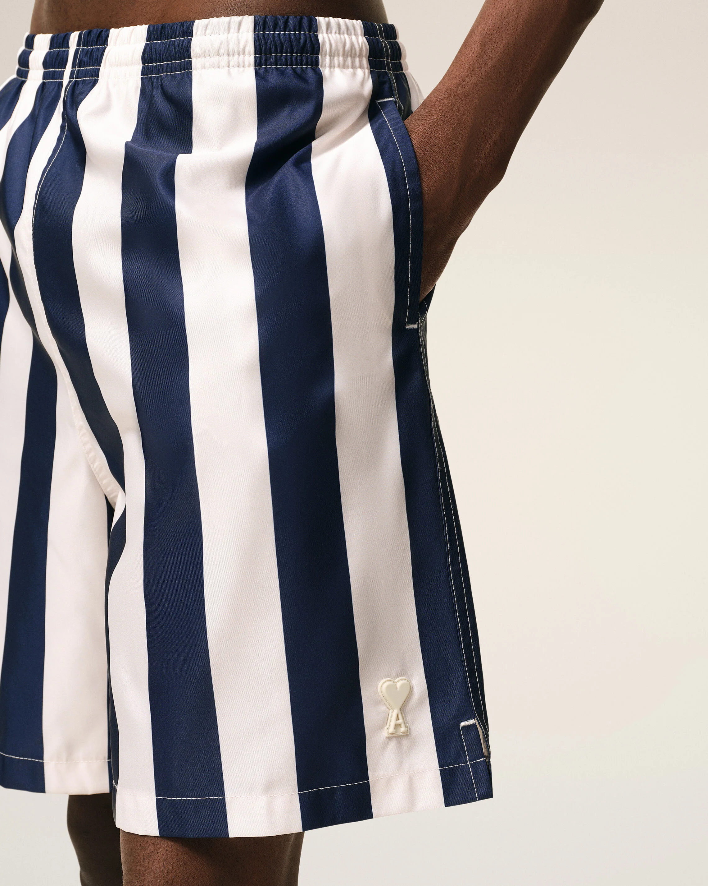 Maillot De Bain Long A Rayures Imprimées Bleu Et Blanc - Image 5