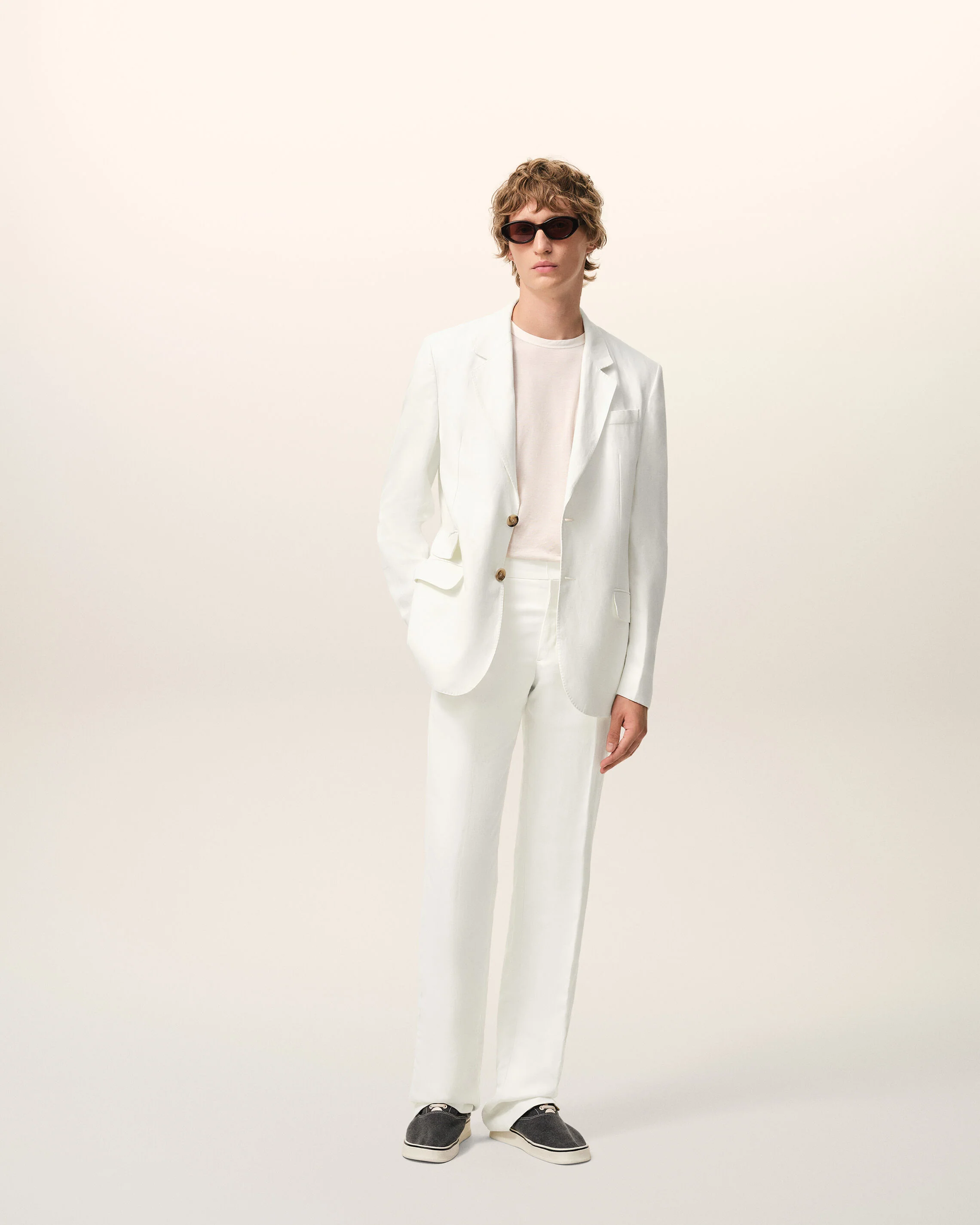 Pantalon Blanc Droit en Lin Mélangé - Image 2