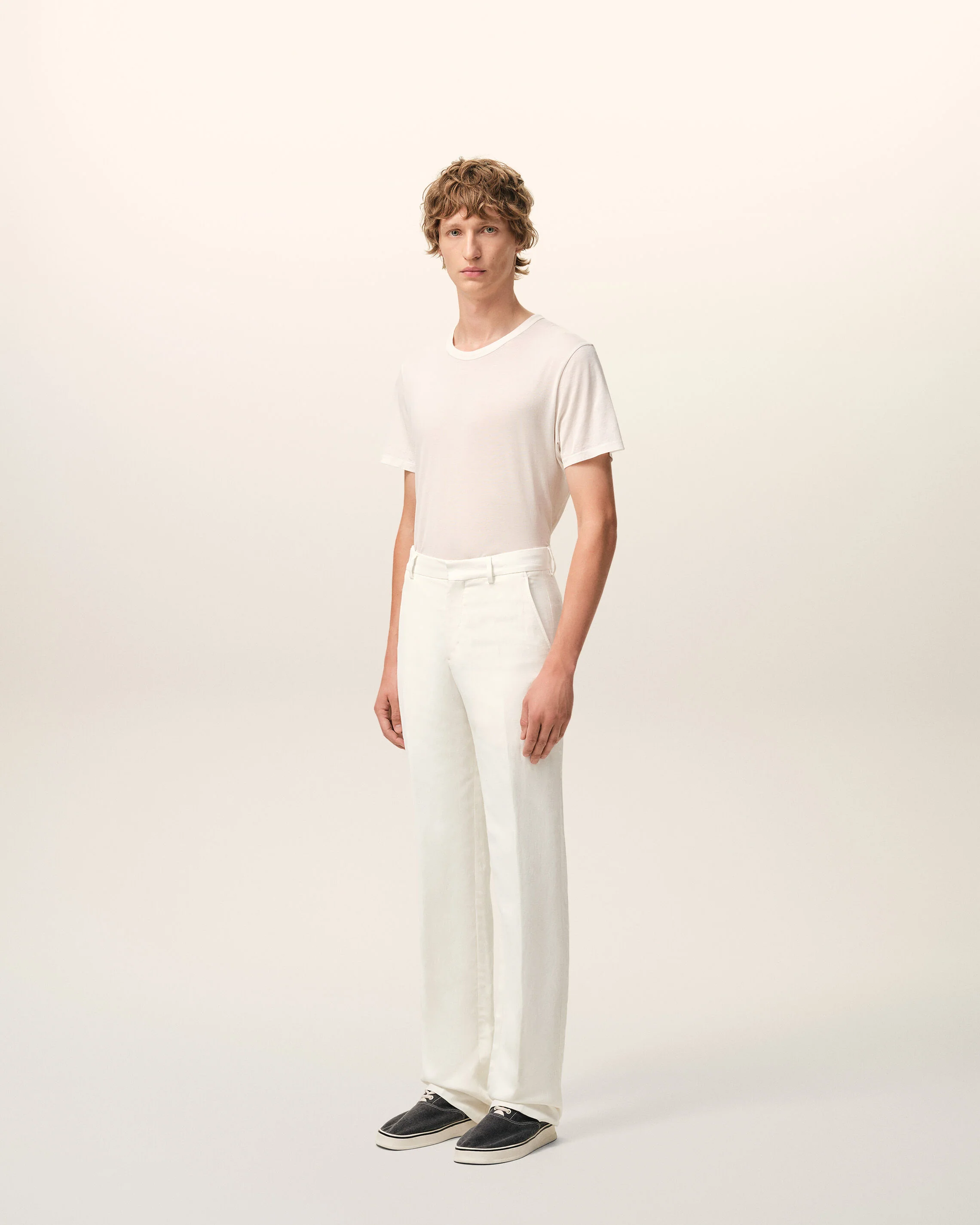 Pantalon Blanc Droit en Lin Mélangé - Image 6