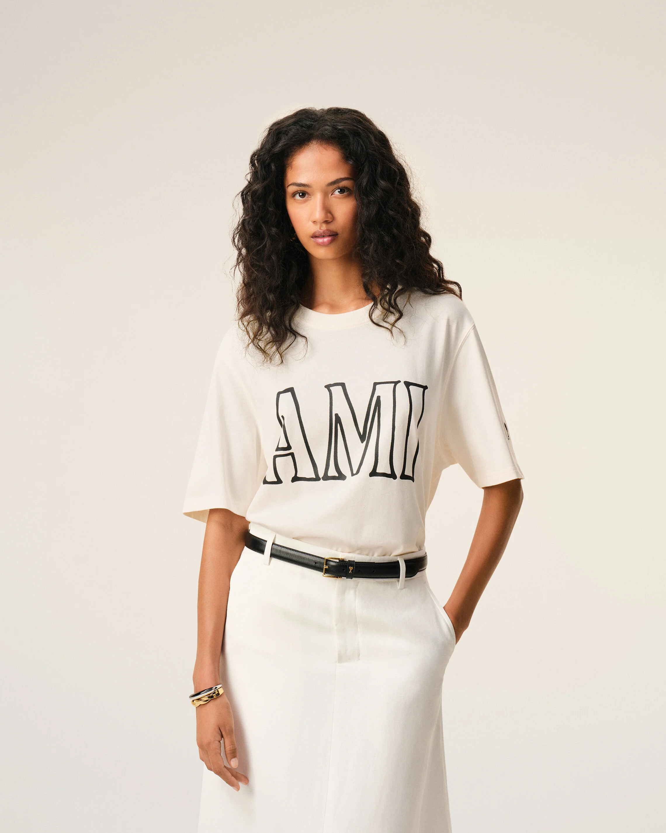 T-shirt Blanc Imprimé Ami Paris en Coton - Image 10