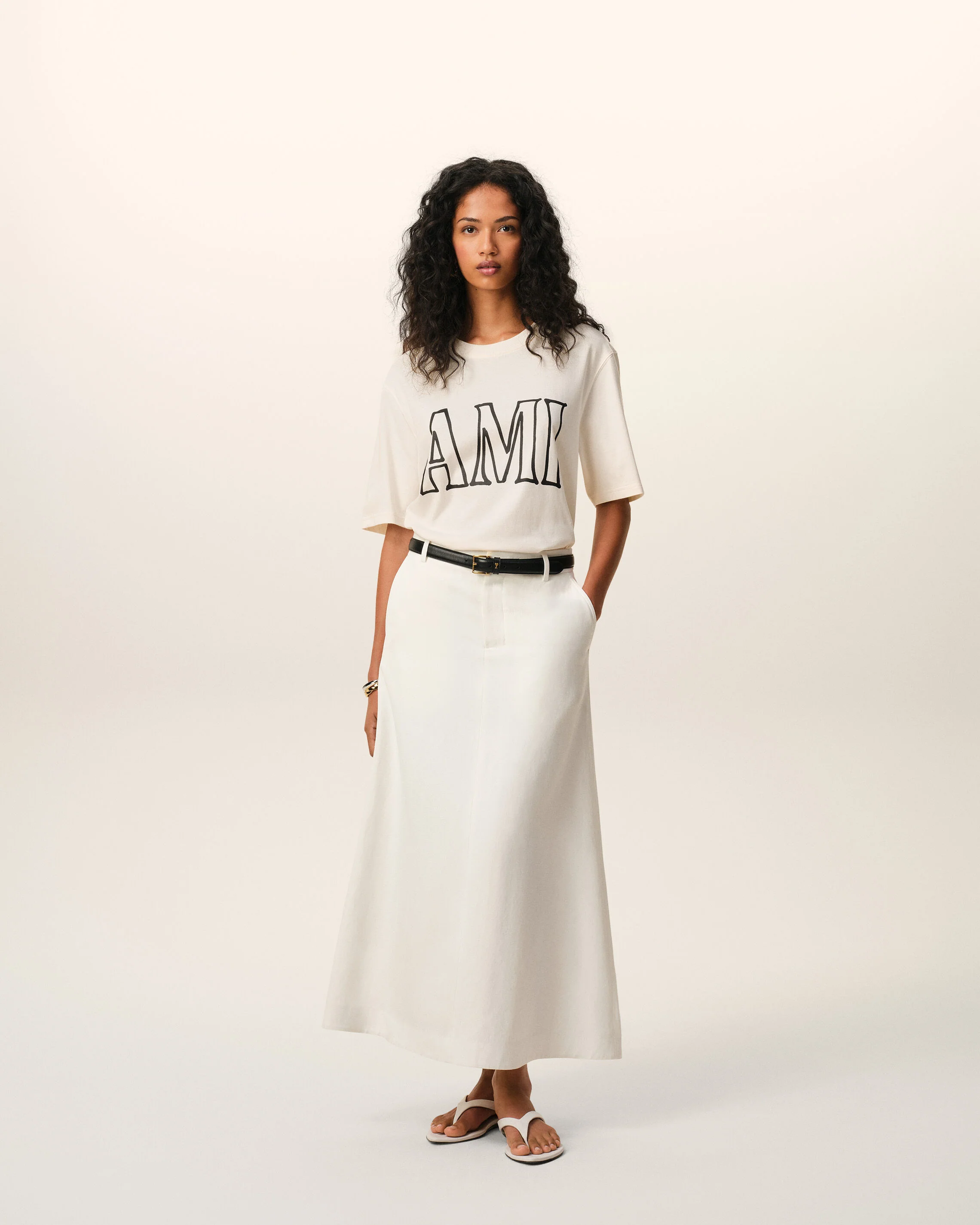 T-shirt Blanc Imprimé Ami Paris en Coton - Image 9