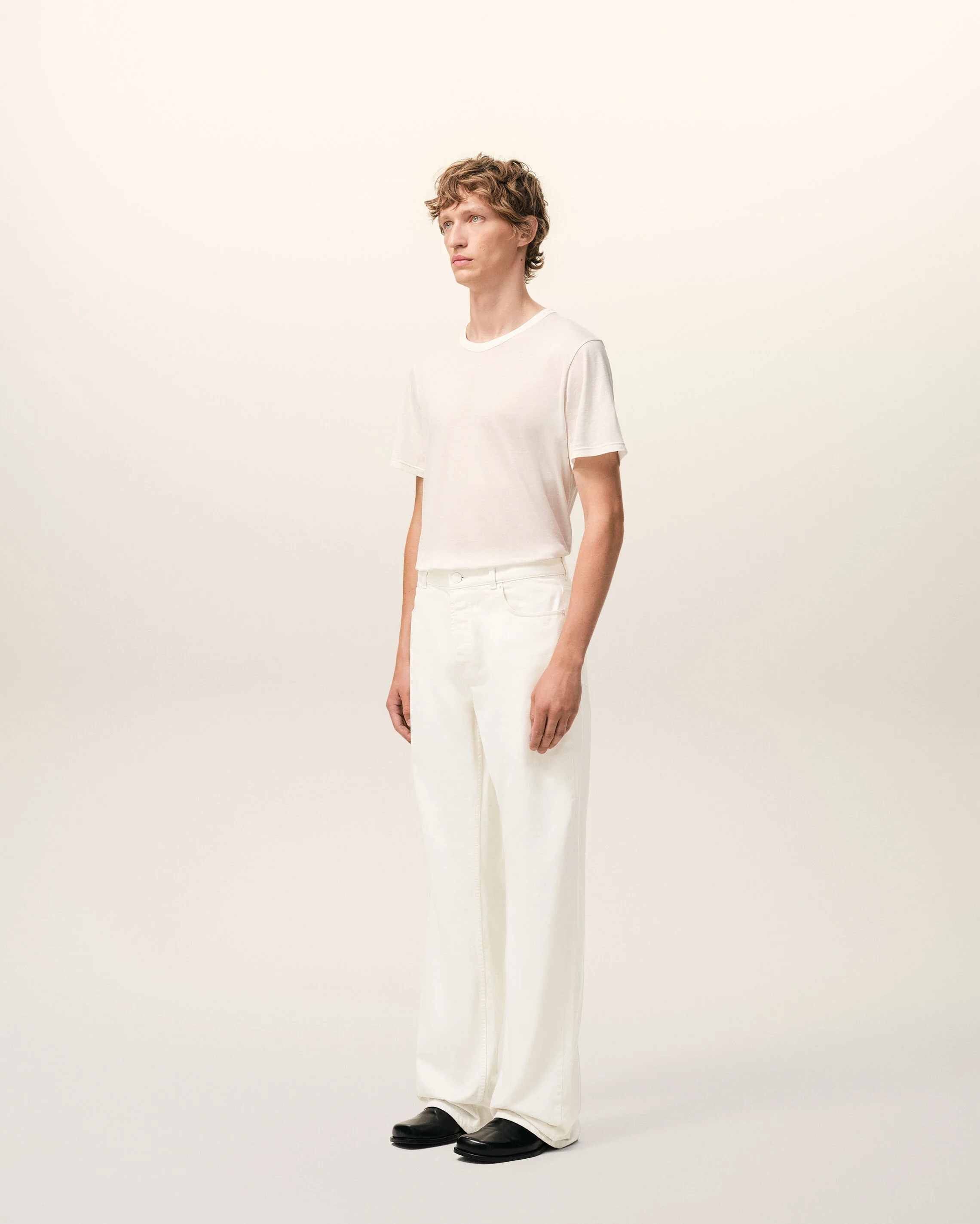 Jean Blanc Coupe Large en Coton - Image 6