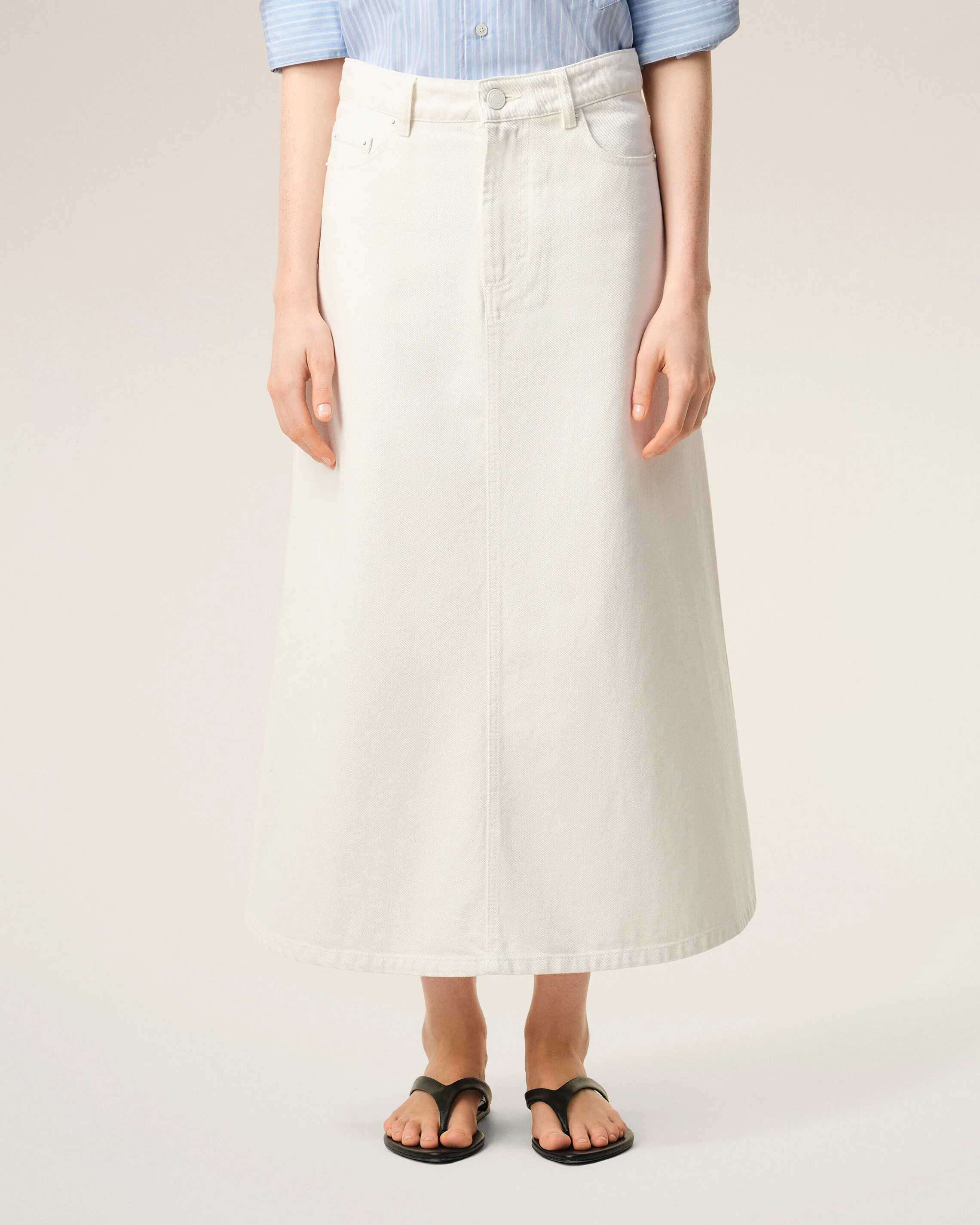 Jupe Longue Blanche en denim - Image 3