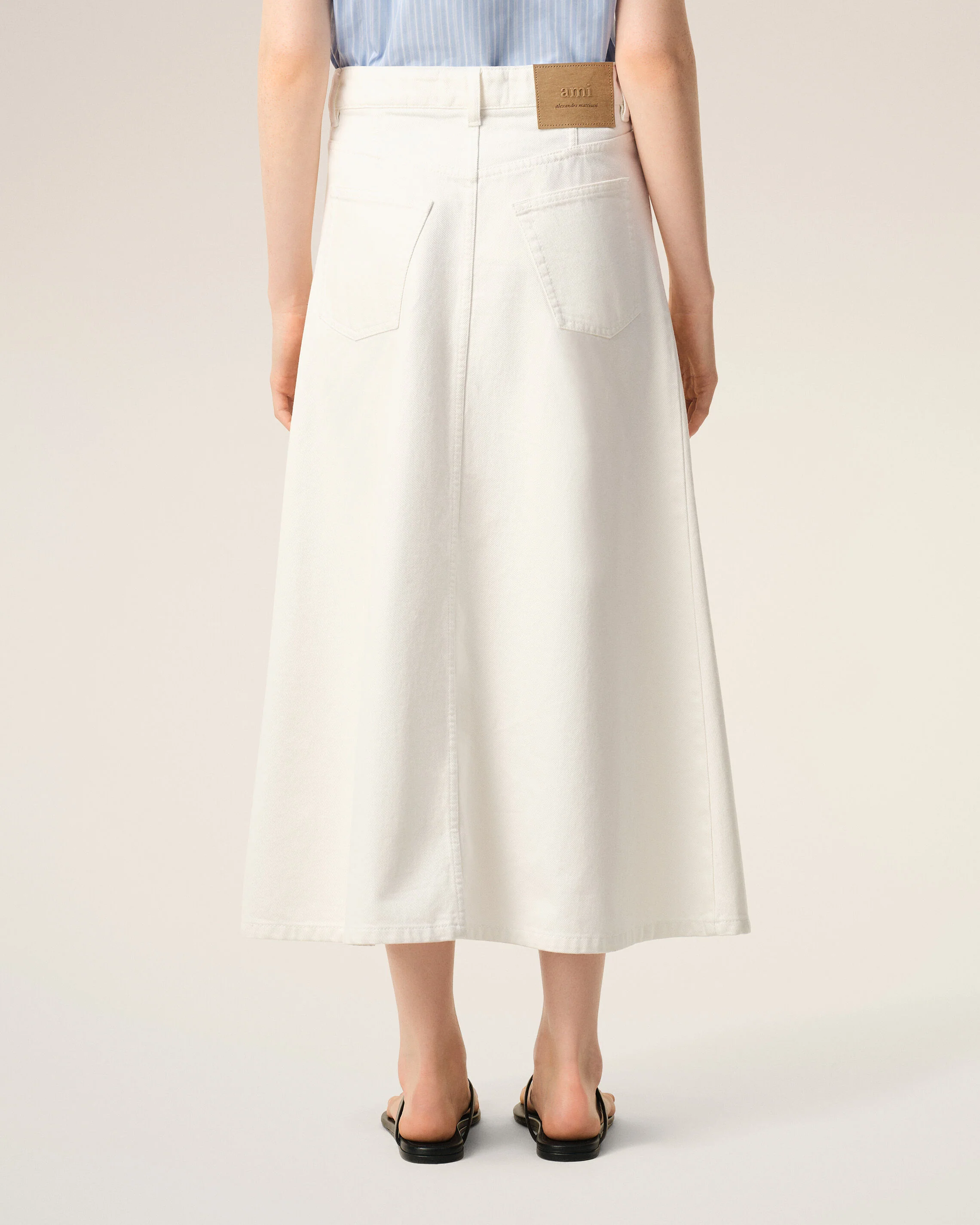 Jupe Longue Blanche en denim - Image 4