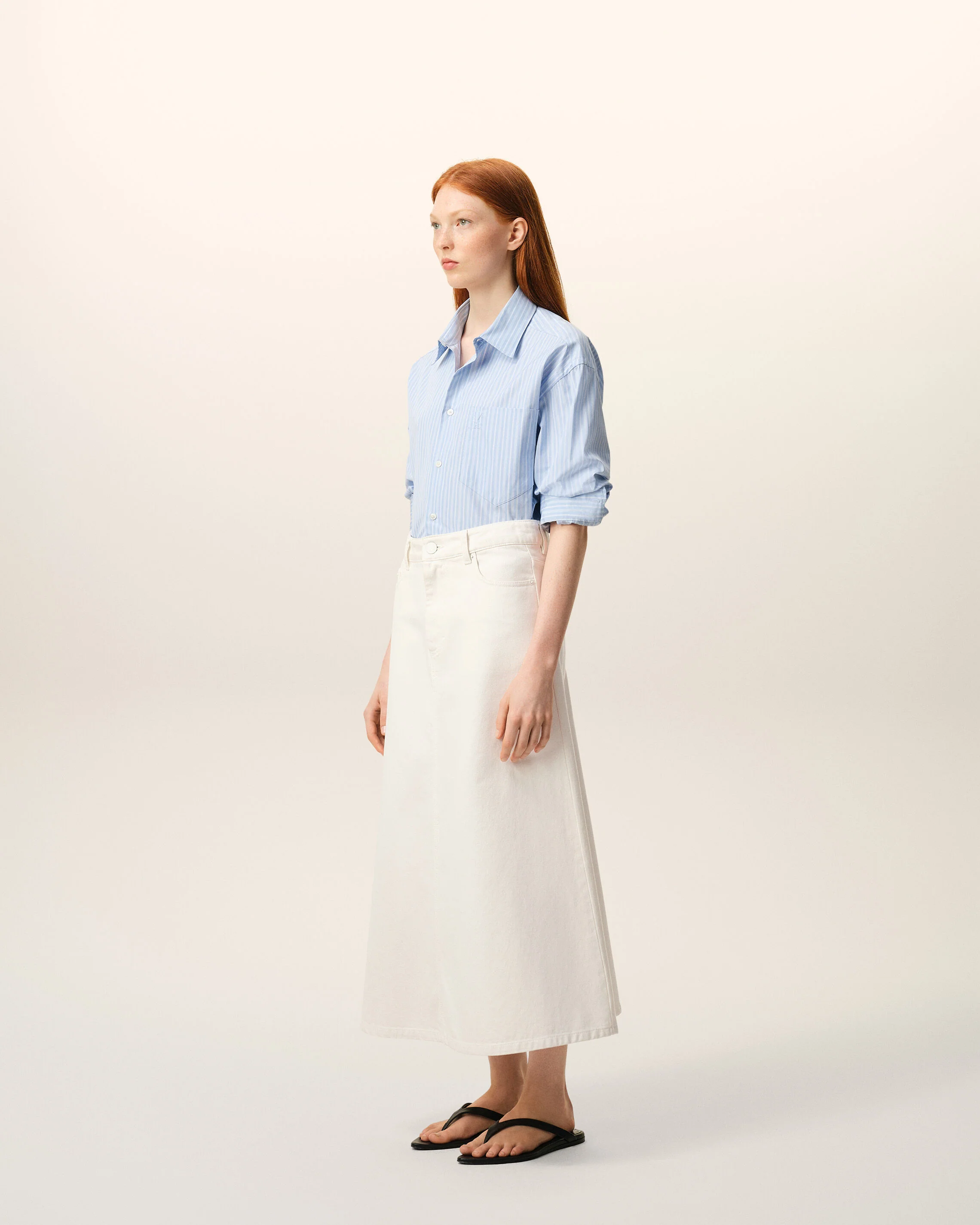 Jupe Longue Blanche en denim - Image 6