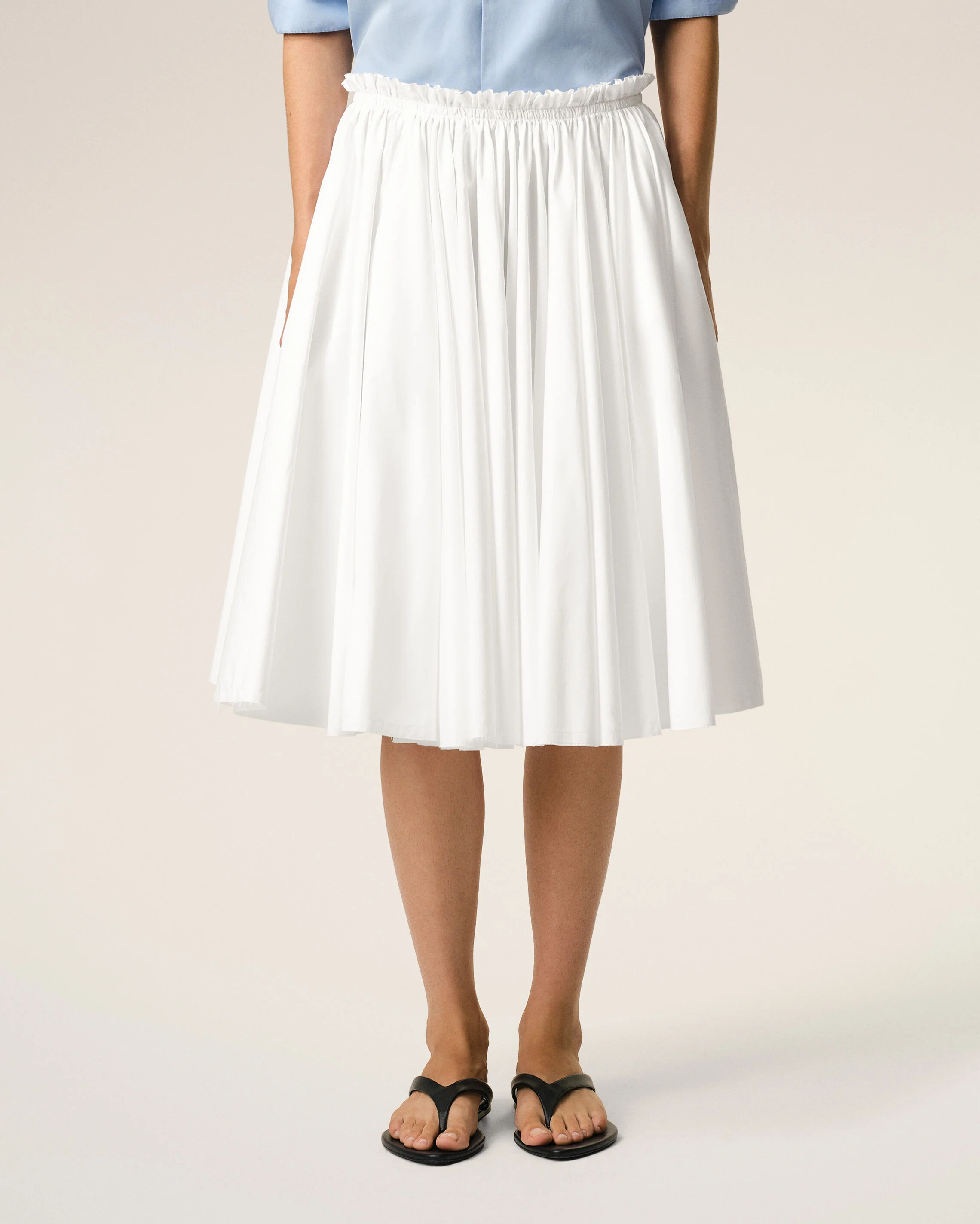 Jupe Corolle Midi Blanche en Coton - Image 3