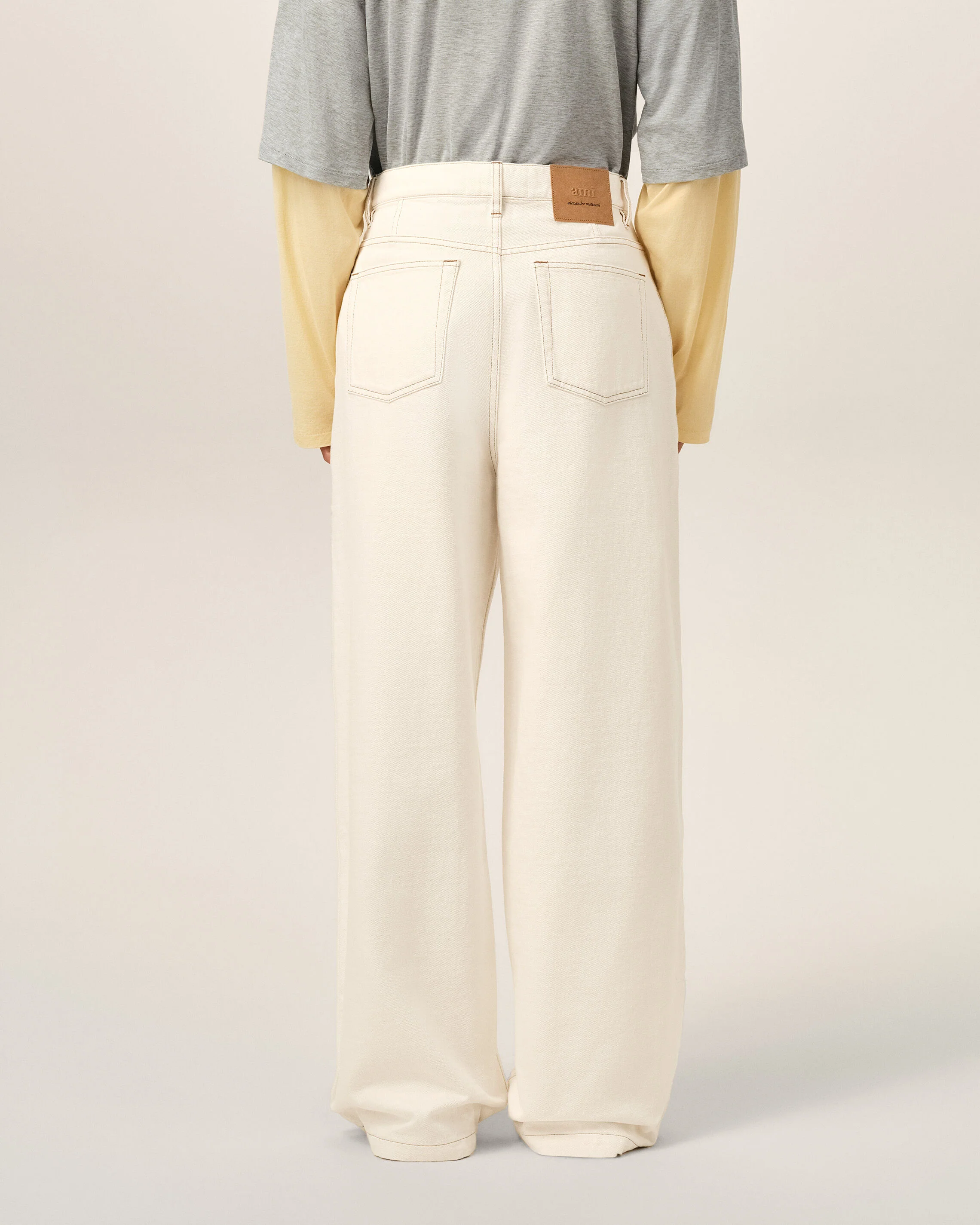 Pantalon Blanc Coupe Wide En Coton - Image 4