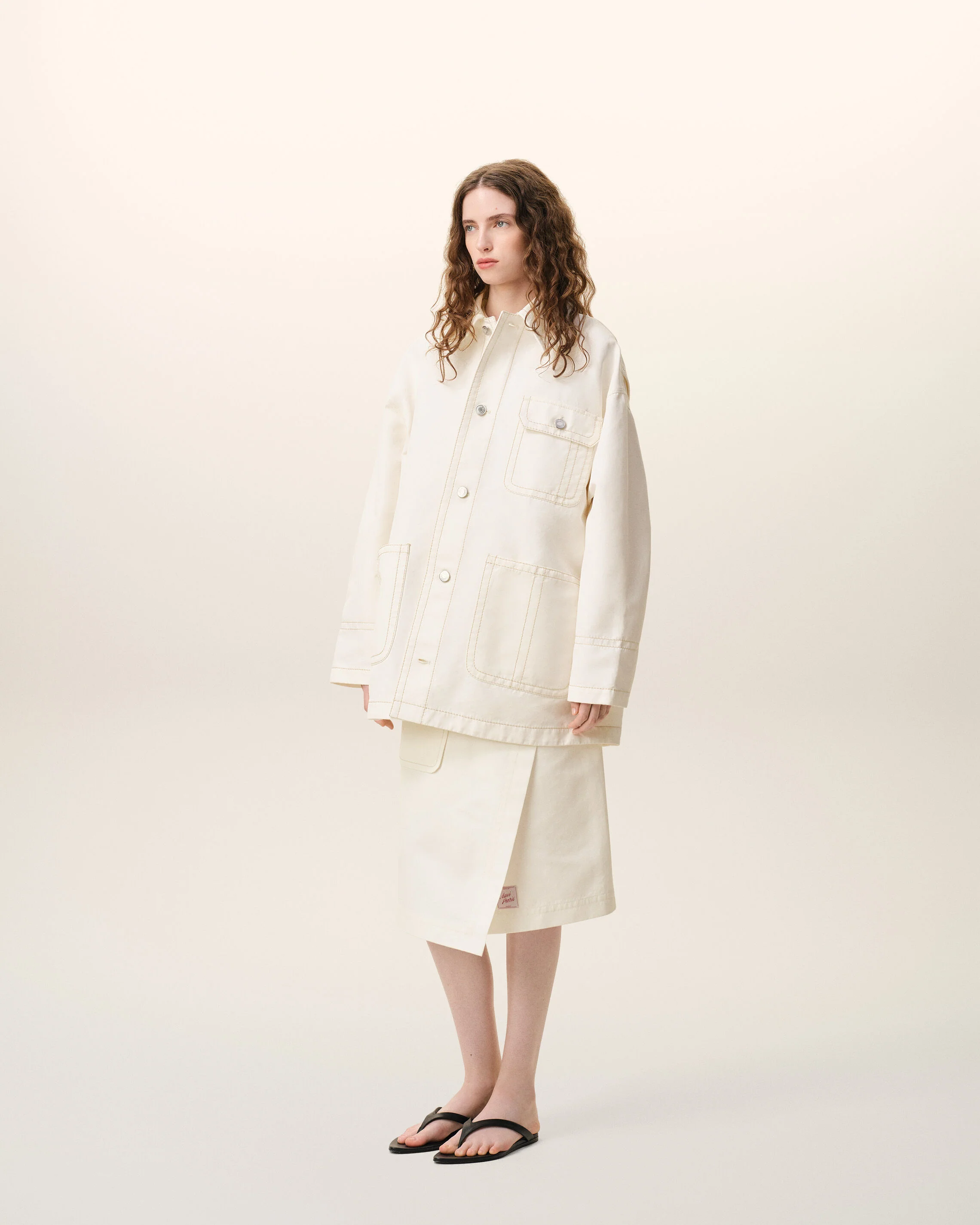Veste Blanche Worker en Coton - Image 12