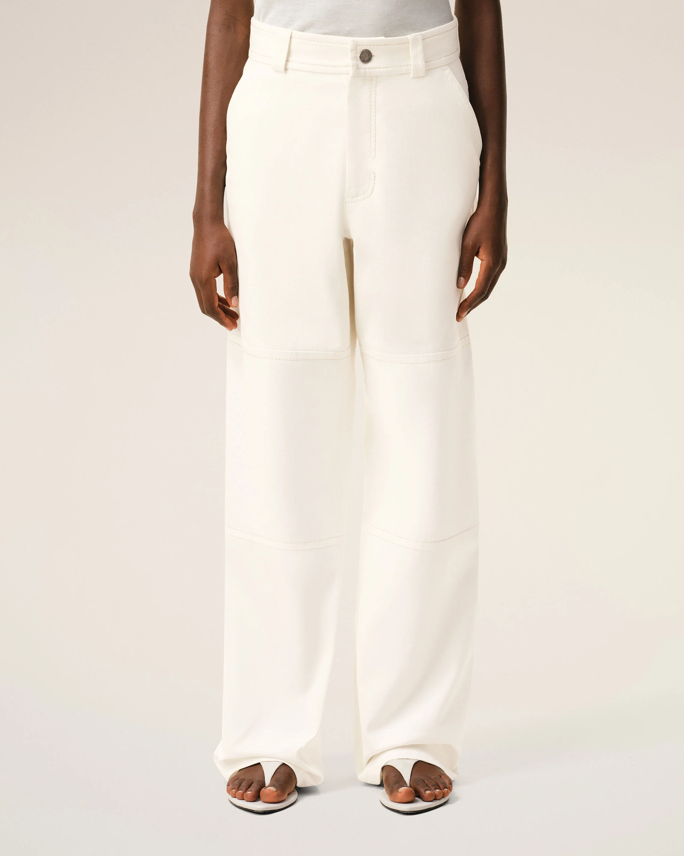 Pantalon Worker Blanc en Coton - Image 3