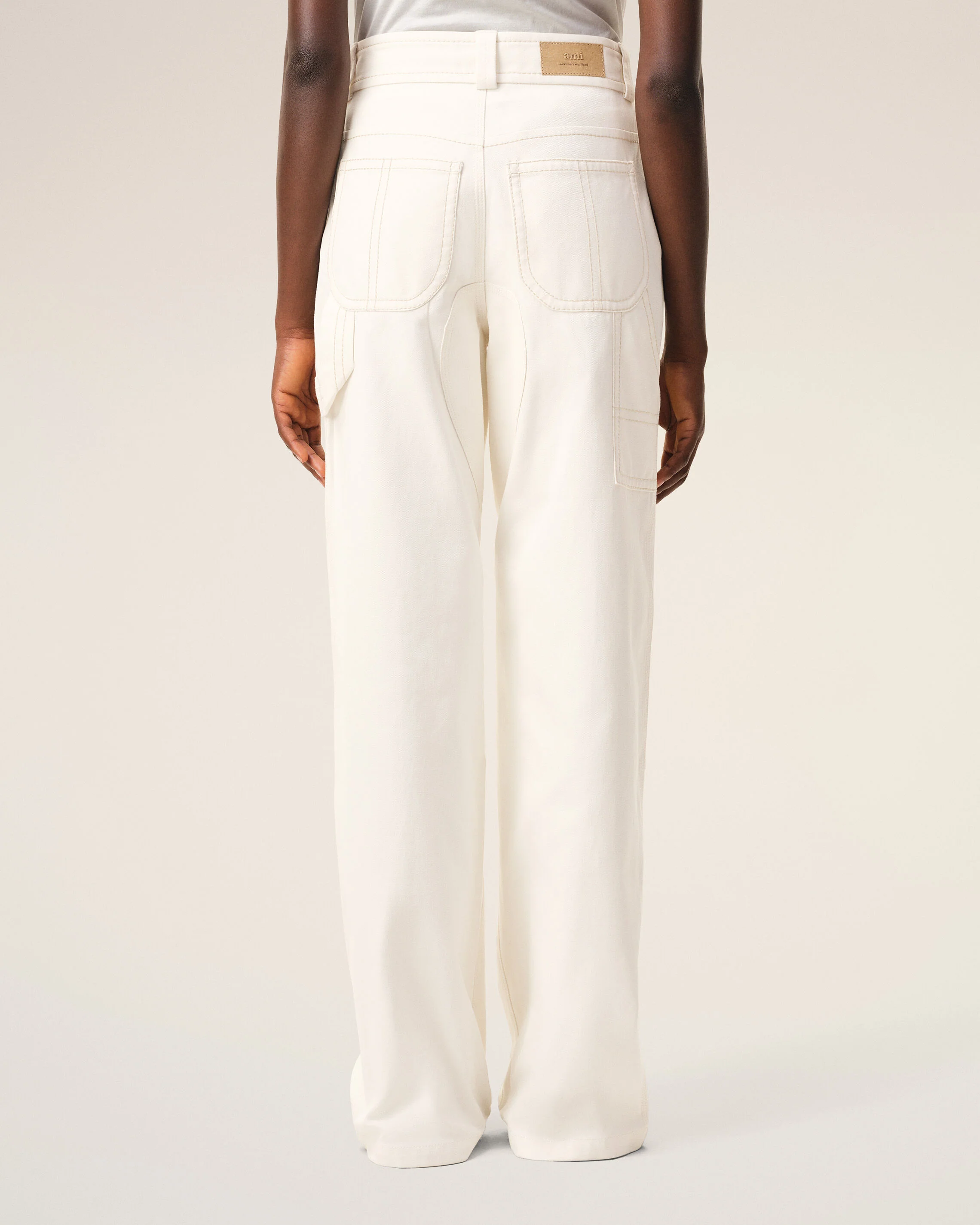 Pantalon Worker Blanc en Coton - Image 4