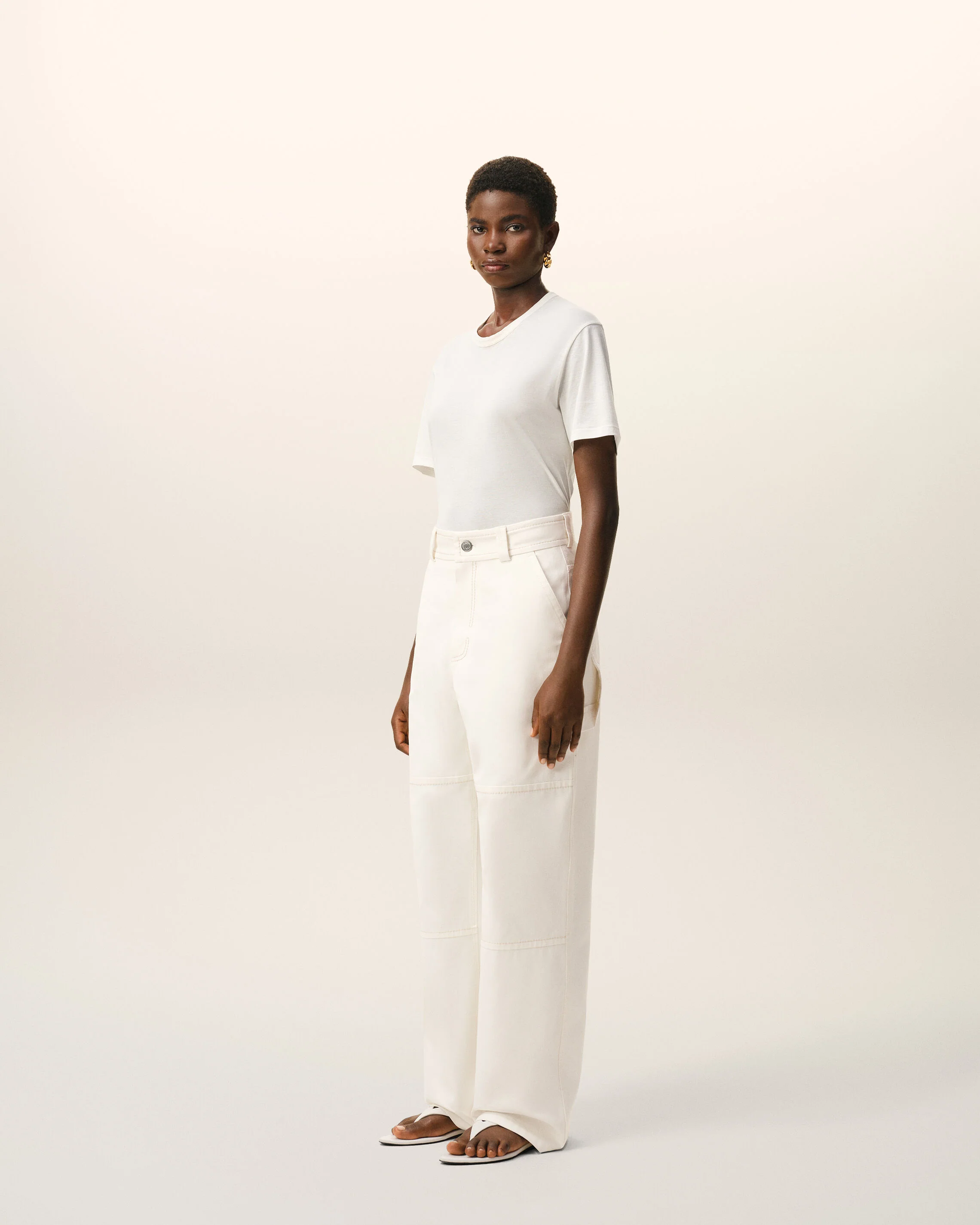 Pantalon Worker Blanc en Coton - Image 6