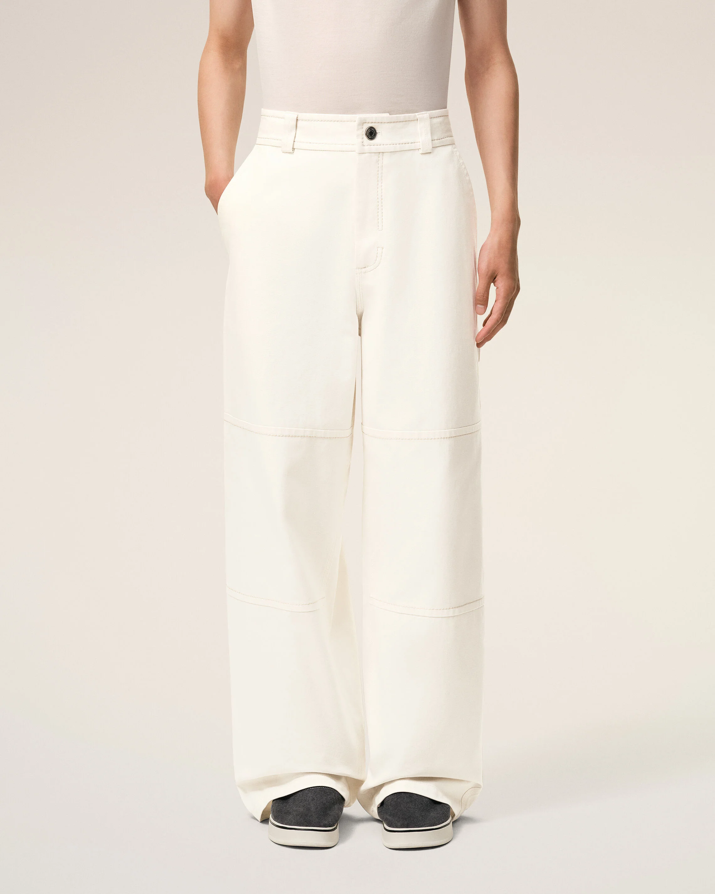 Pantalon Worker Blanc en Coton - Image 3