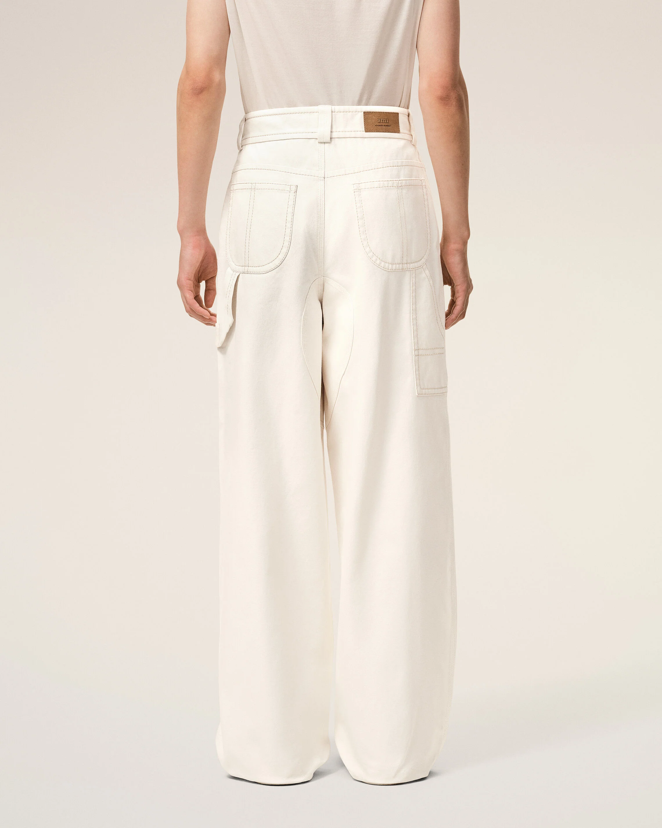 Pantalon Worker Blanc en Coton - Image 4