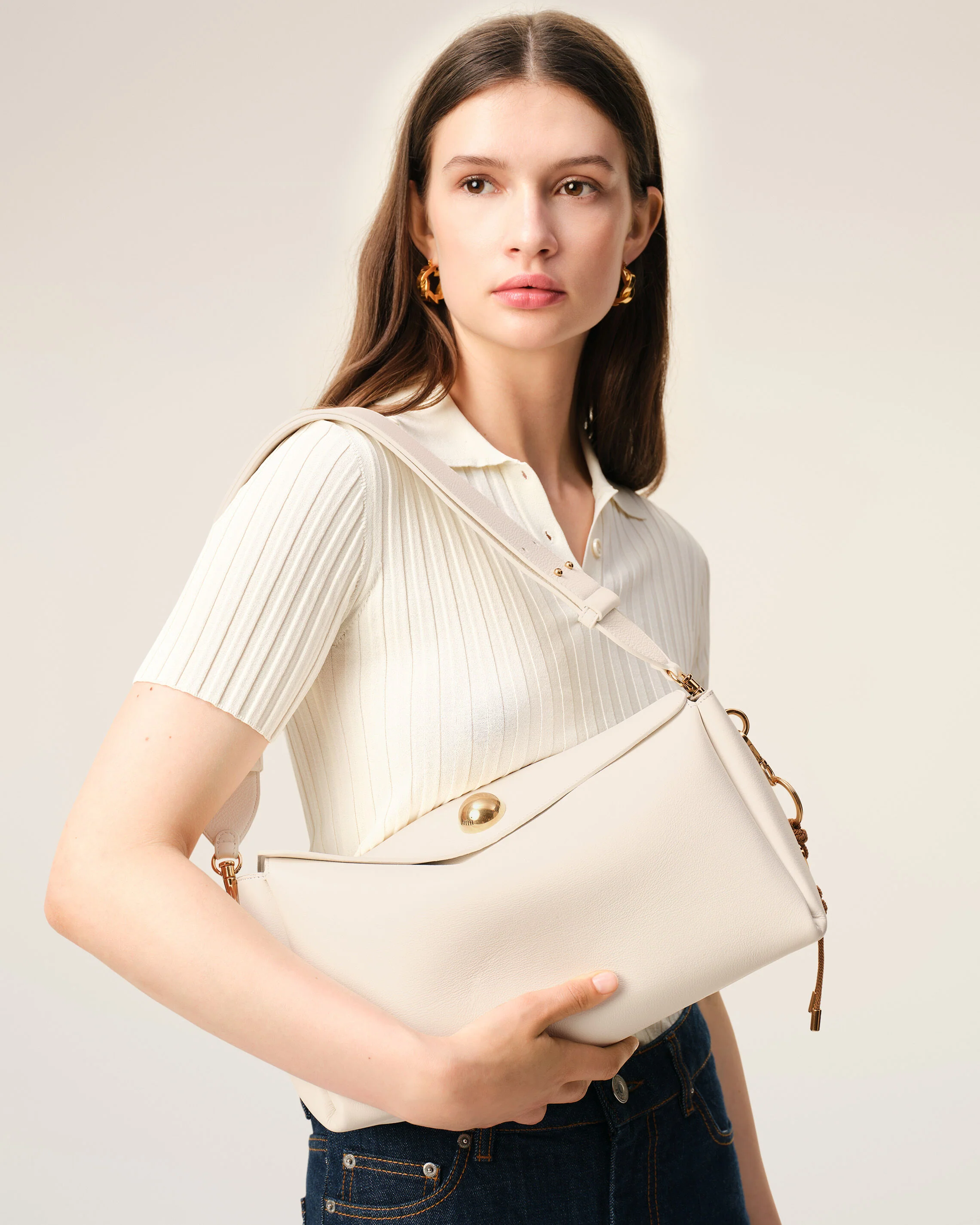 Sac Carrousel Moyen Blanc en Cuir De Veau - Image 10