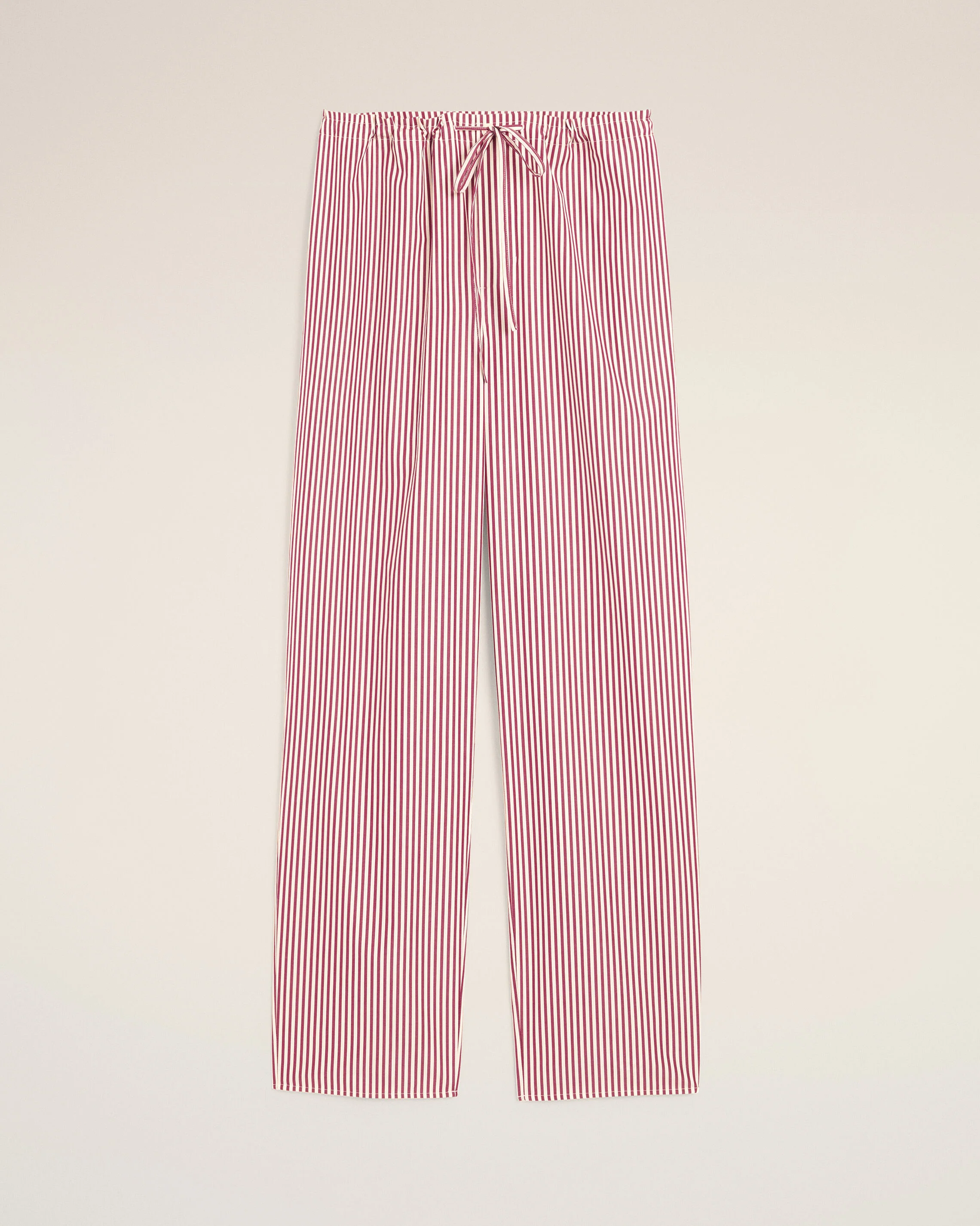 Pantalon blanc à rayures en coton taille élastiquée