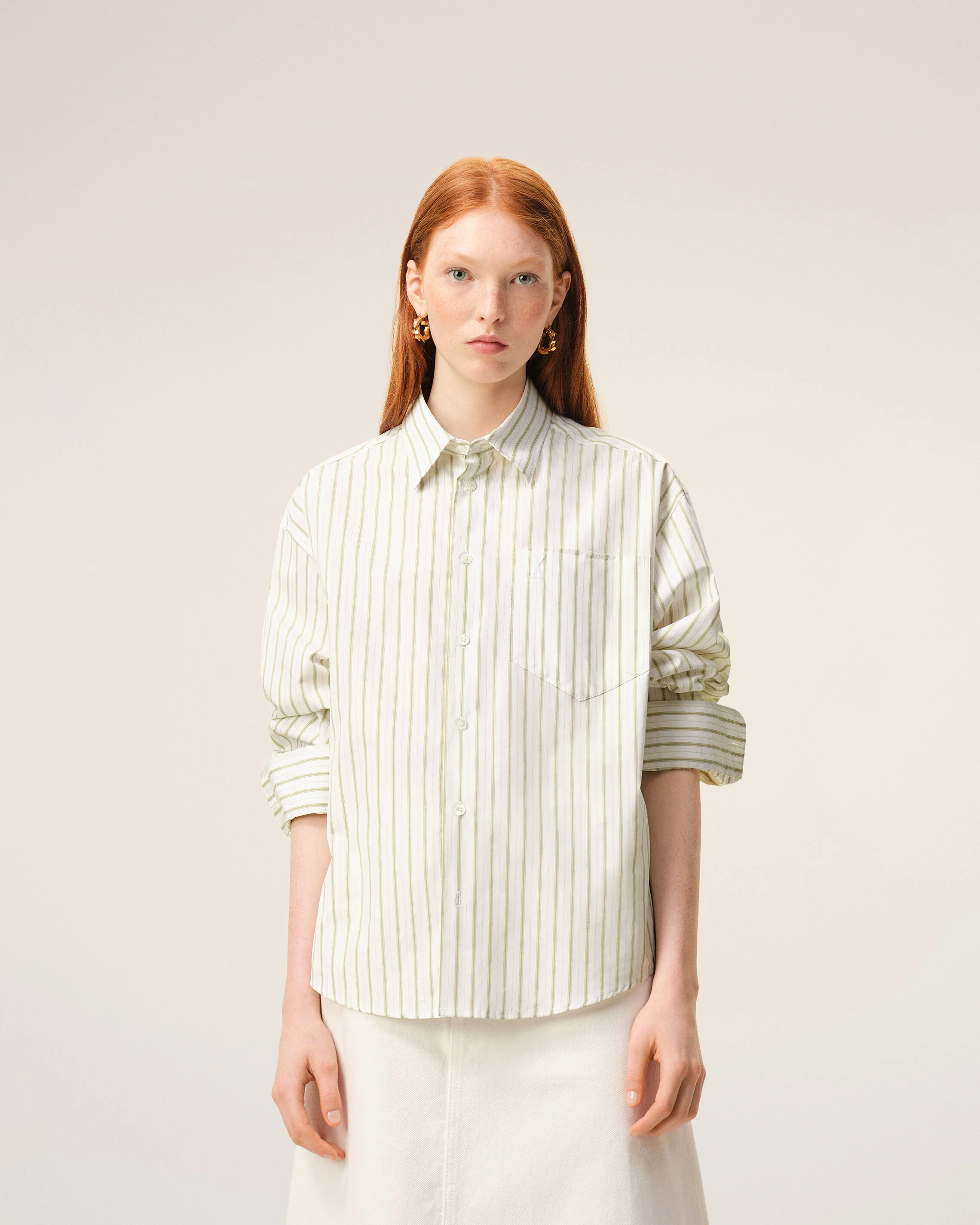 Chemise Boxy Blanche Rayée Ami De Coeur en Coton - Image 10