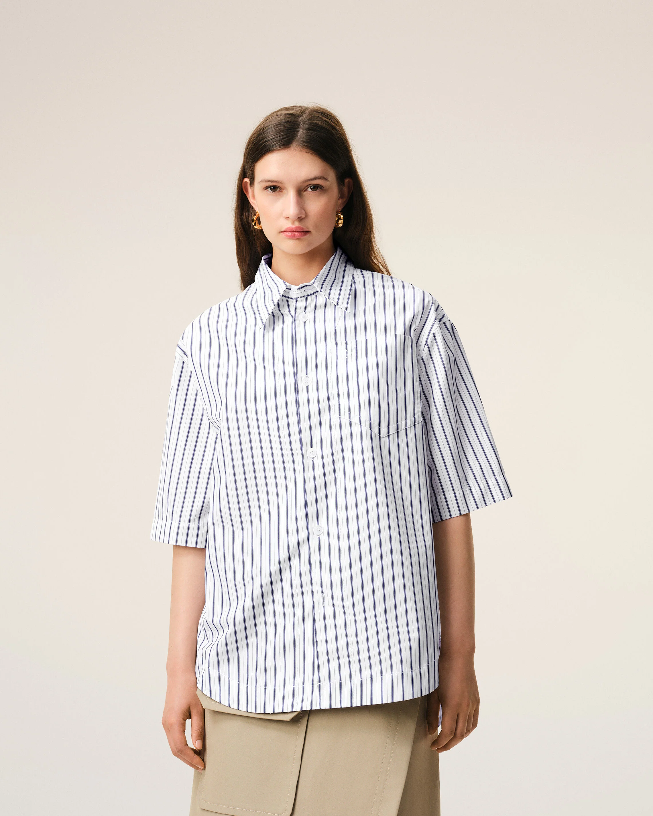 Chemise Blanche Rayée Manches courtes Ami De Coeur en Coton - Image 9