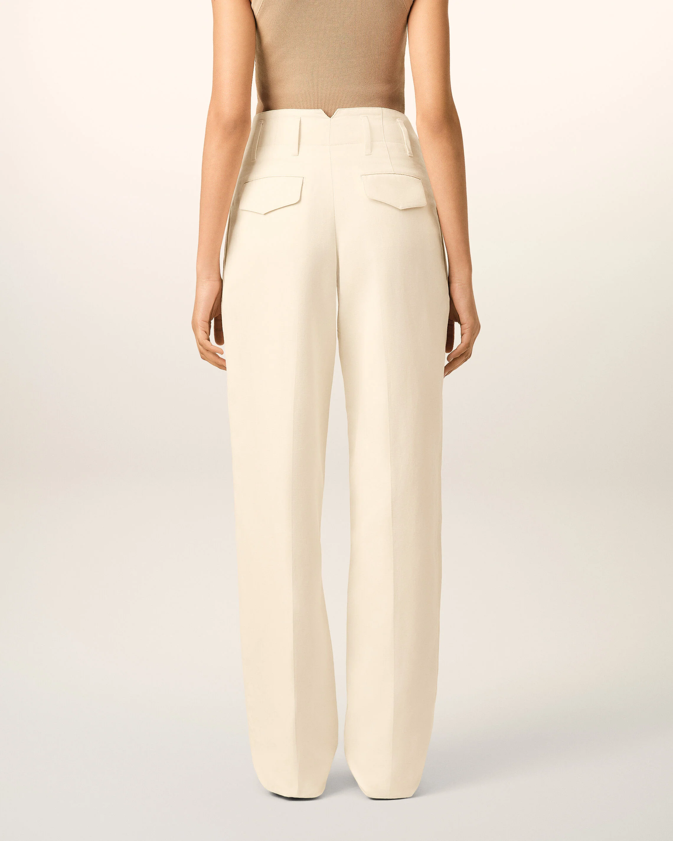 Pantalon blanc deux plis en coton et lin - Image 4