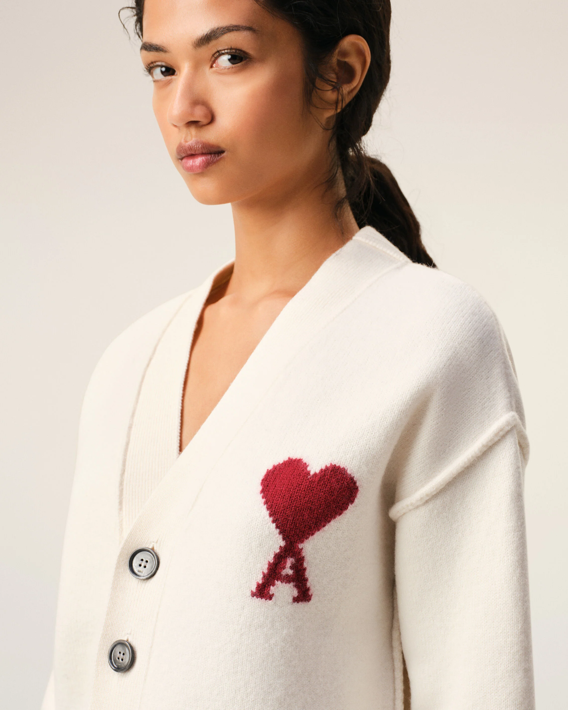 Cardigan naturel en laine Ami de Coeur - Image 10