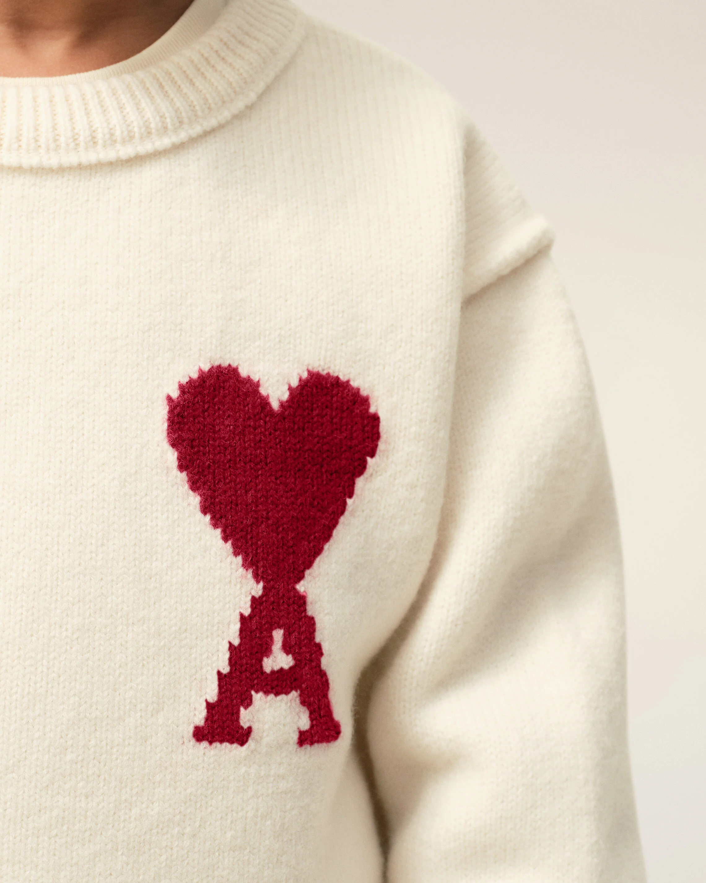Pull Blanc Col Rond Ami De Coeur En Laine - Image 4