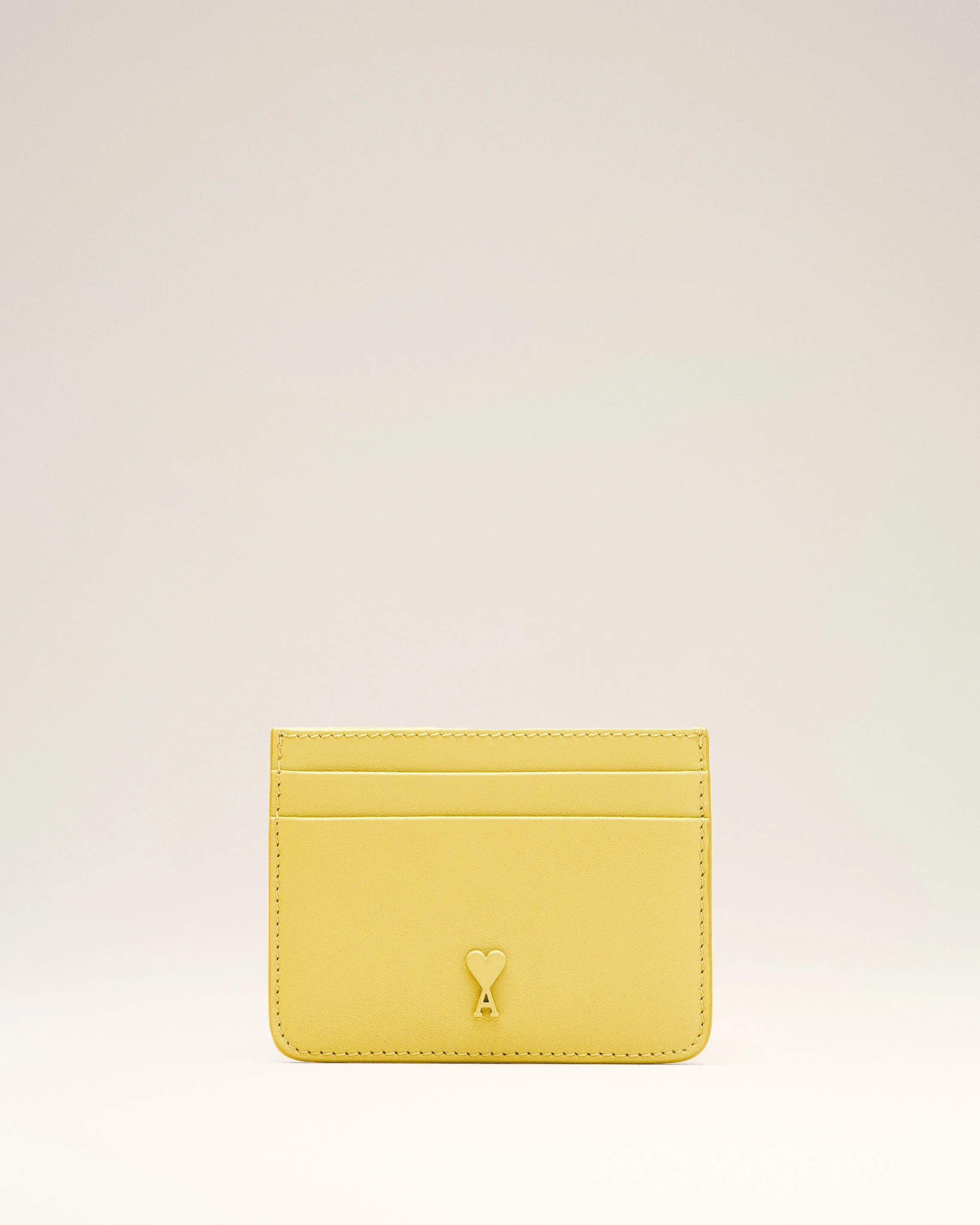 Porte-Cartes Ami De Coeur Jaune en Cuir De Vachette
