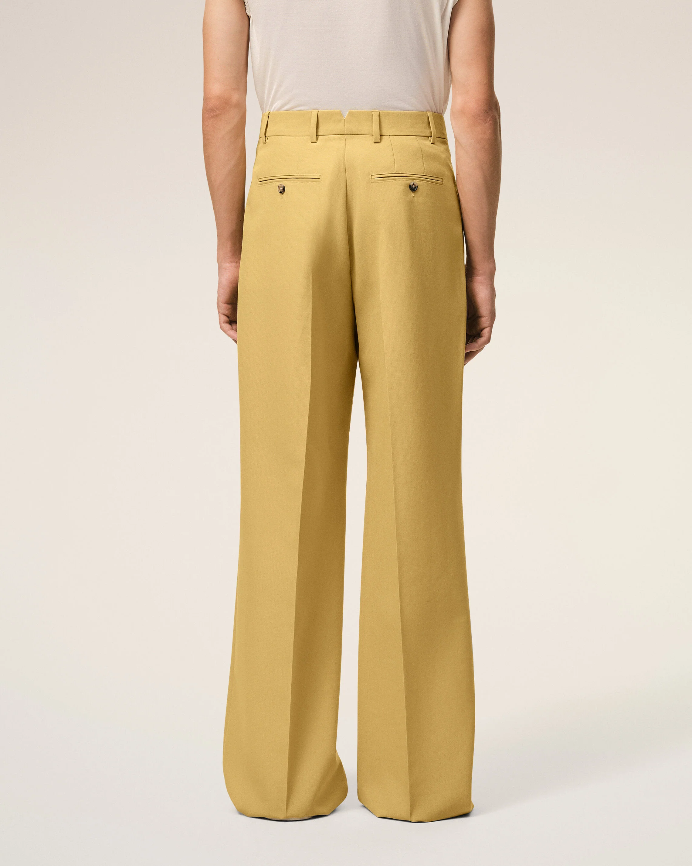 Pantalon Large Jaune Taille Basse en Laine Vierge - Image 4