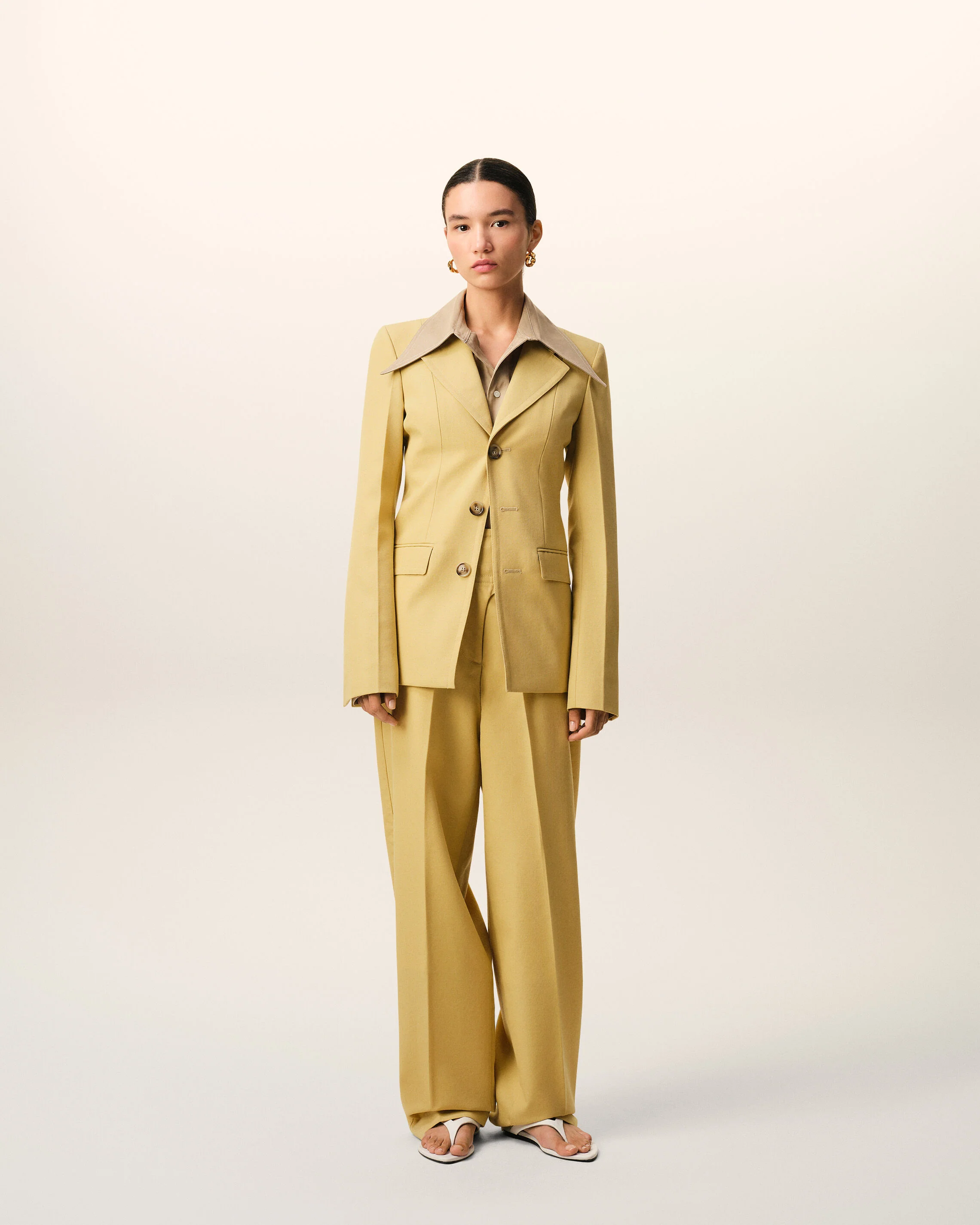 Pantalon Jaune A Ceinture Portefeuille en Laine Vierge - Image 2